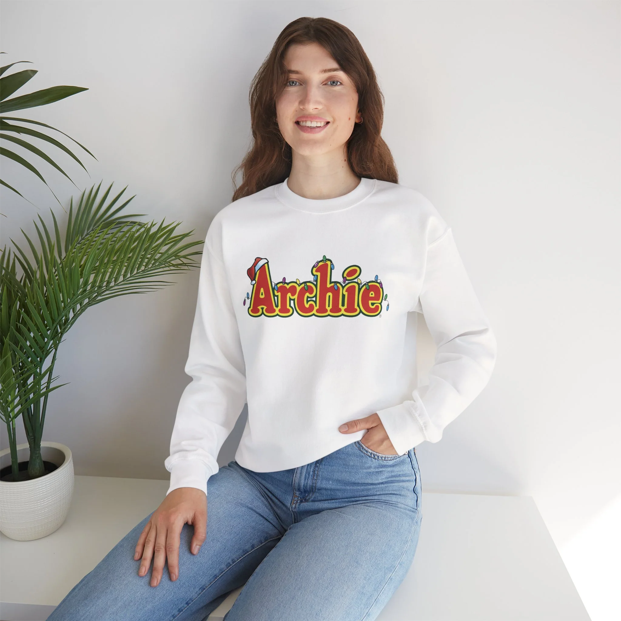Archie Christmas Ornaments Design Crewneck Sweatshirt (Unisex Heavy Blend) with Front & Back Printing - Image 49
