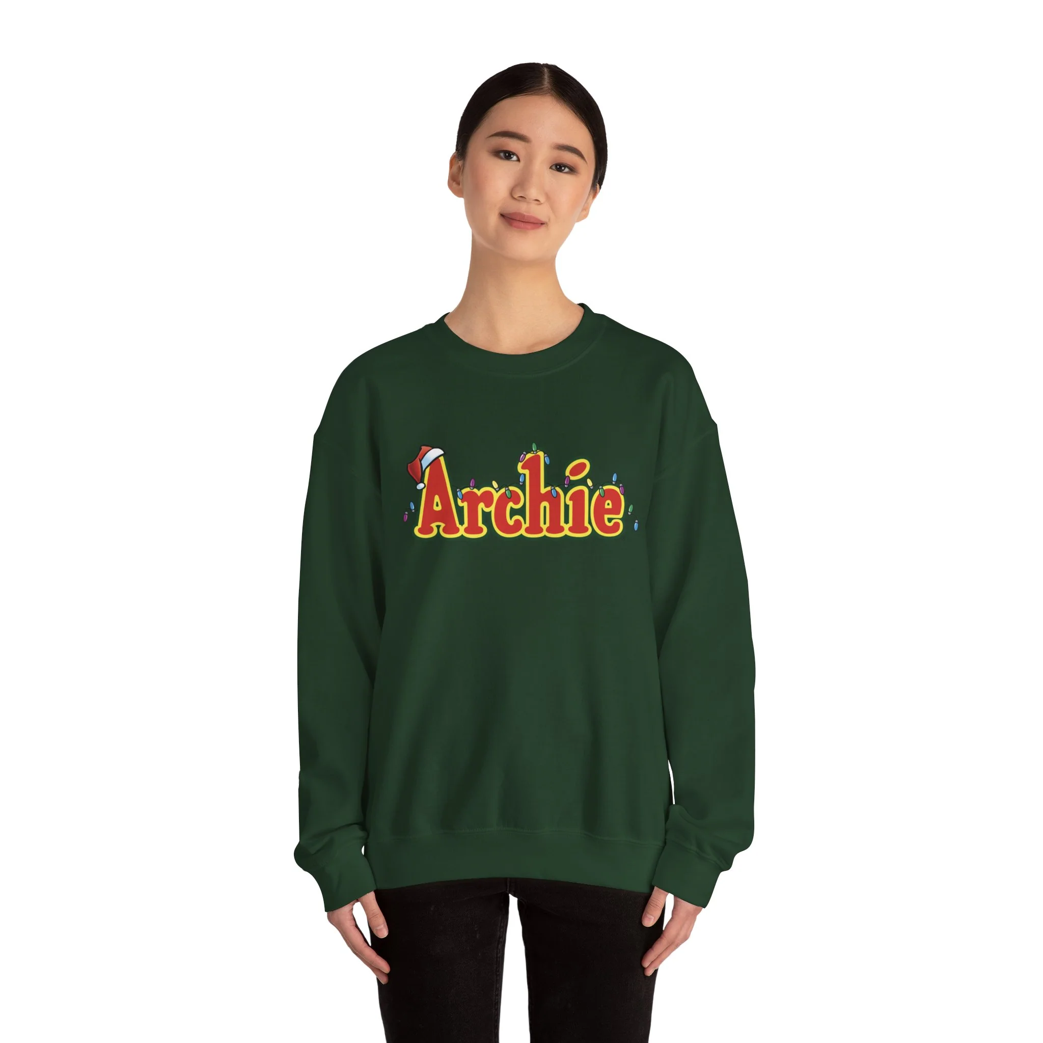 Archie Christmas Ornaments Design Crewneck Sweatshirt (Unisex Heavy Blend) with Front & Back Printing - Image 55