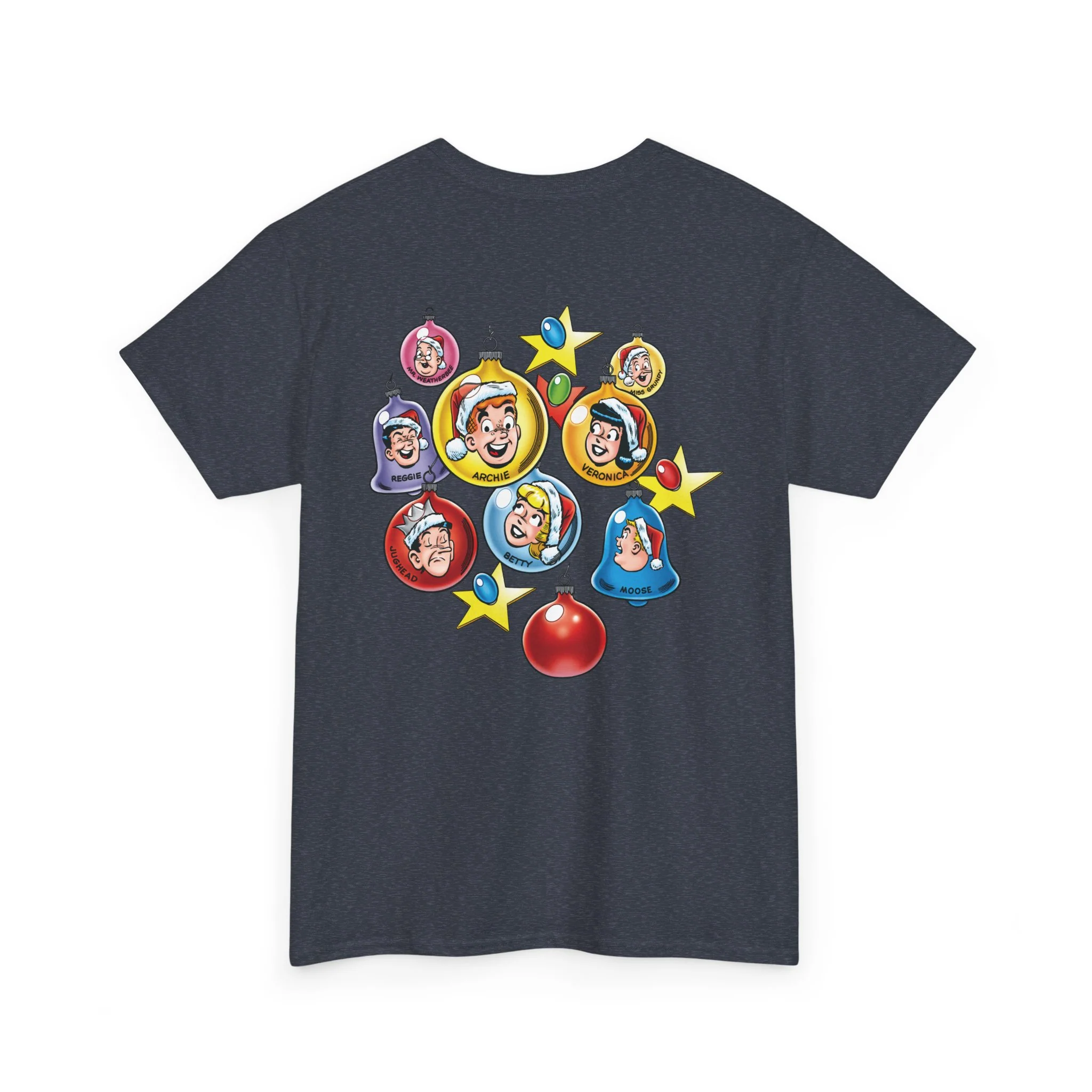 Archie Christmas Ornaments Design Graphic Tee (Unisex Heavy Cotton Tee) with Front & Back Printing - Image 56