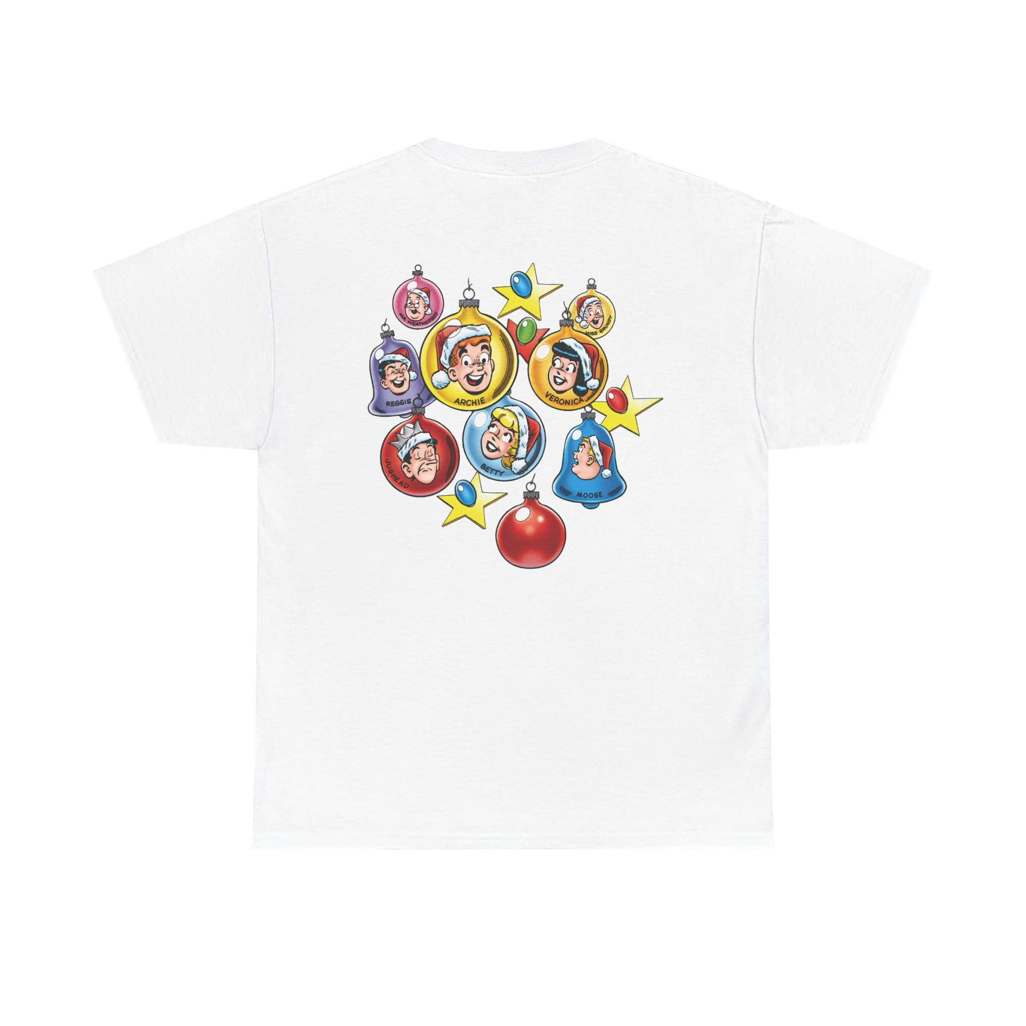 Archie Christmas Ornaments Design Graphic Tee (Unisex Heavy Cotton Tee) with Front & Back Printing - Image 63