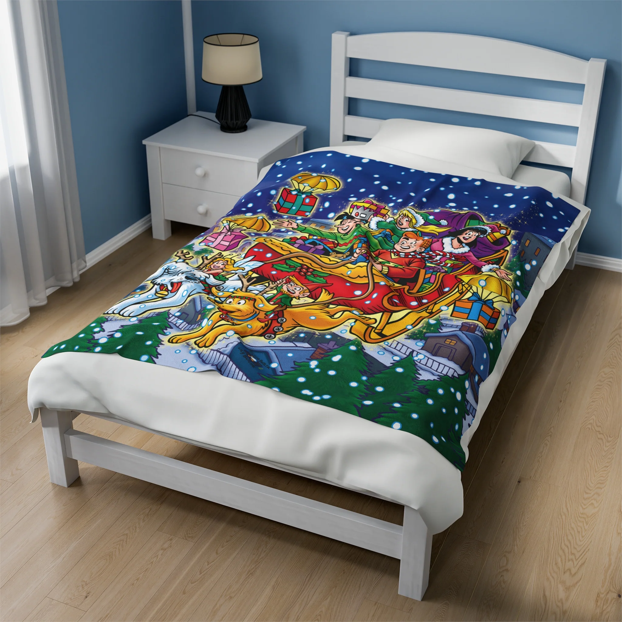 Archie Christmas Spectacular 2023 Velveteen Plush Blanket (Available in 3 Sizes) featuring Archie, Betty, Veronica, and Jughead - Image 5