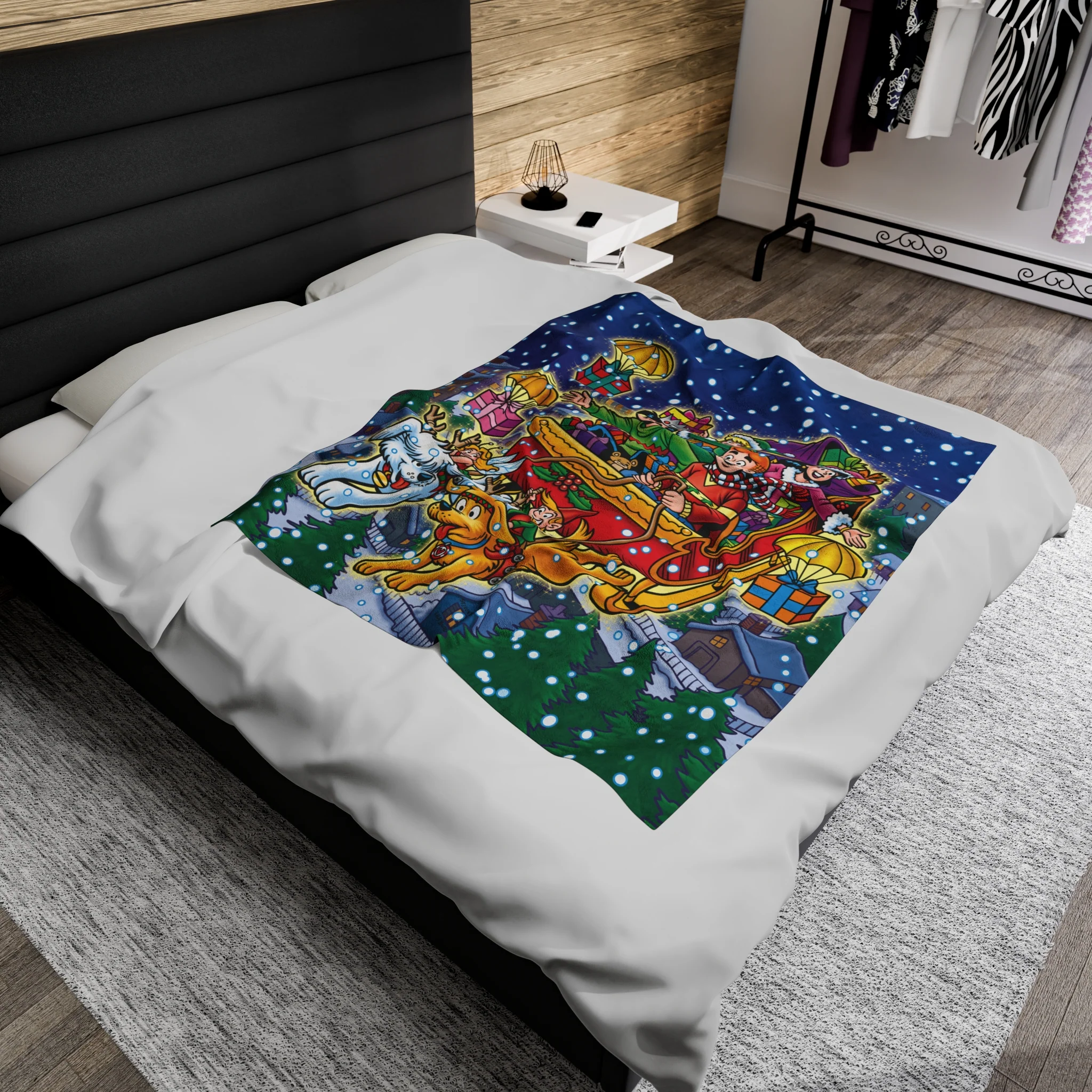 Archie Christmas Spectacular 2023 Velveteen Plush Blanket (Available in 3 Sizes) featuring Archie, Betty, Veronica, and Jughead - Image 6