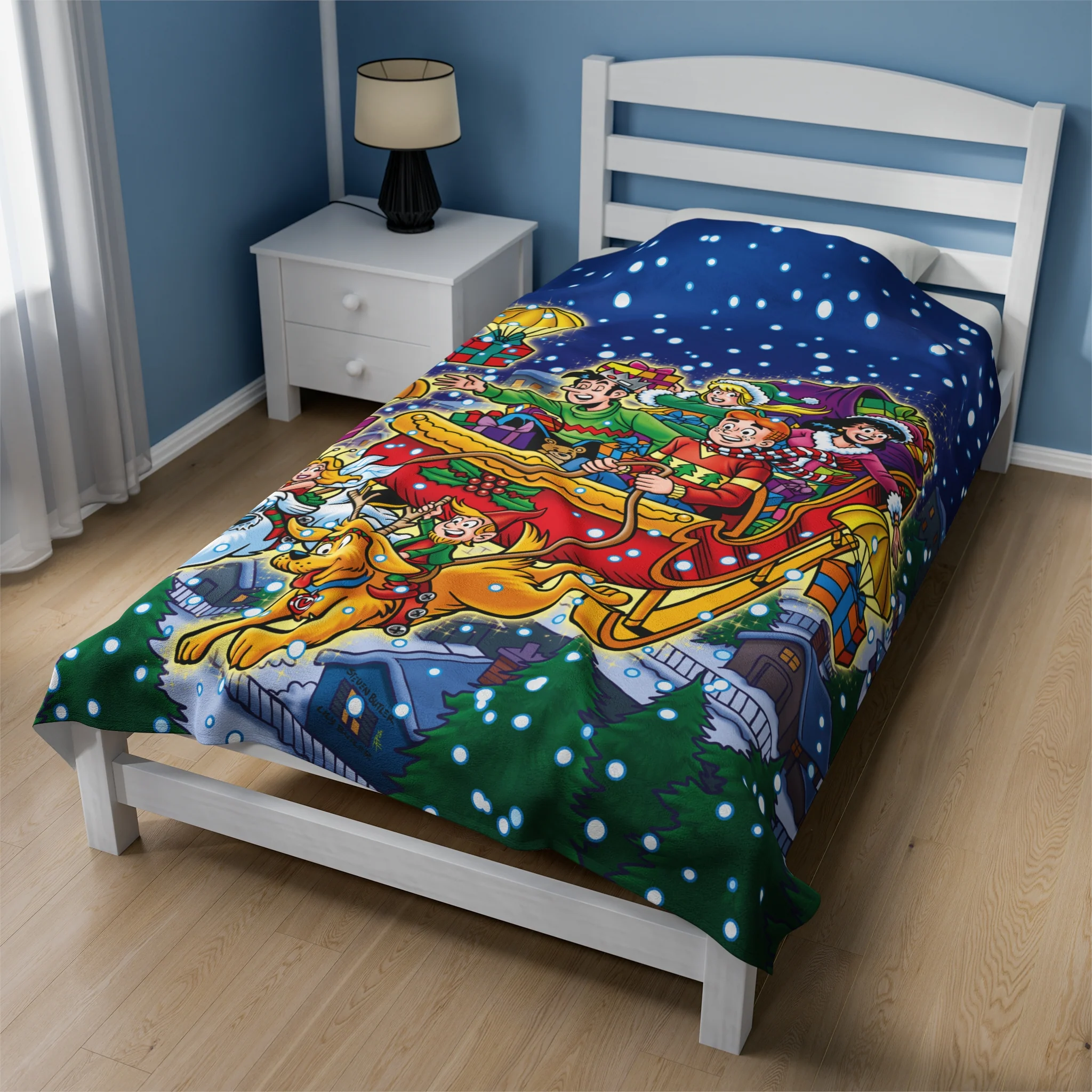 Archie Christmas Spectacular 2023 Velveteen Plush Blanket (Available in 3 Sizes) featuring Archie, Betty, Veronica, and Jughead - Image 8