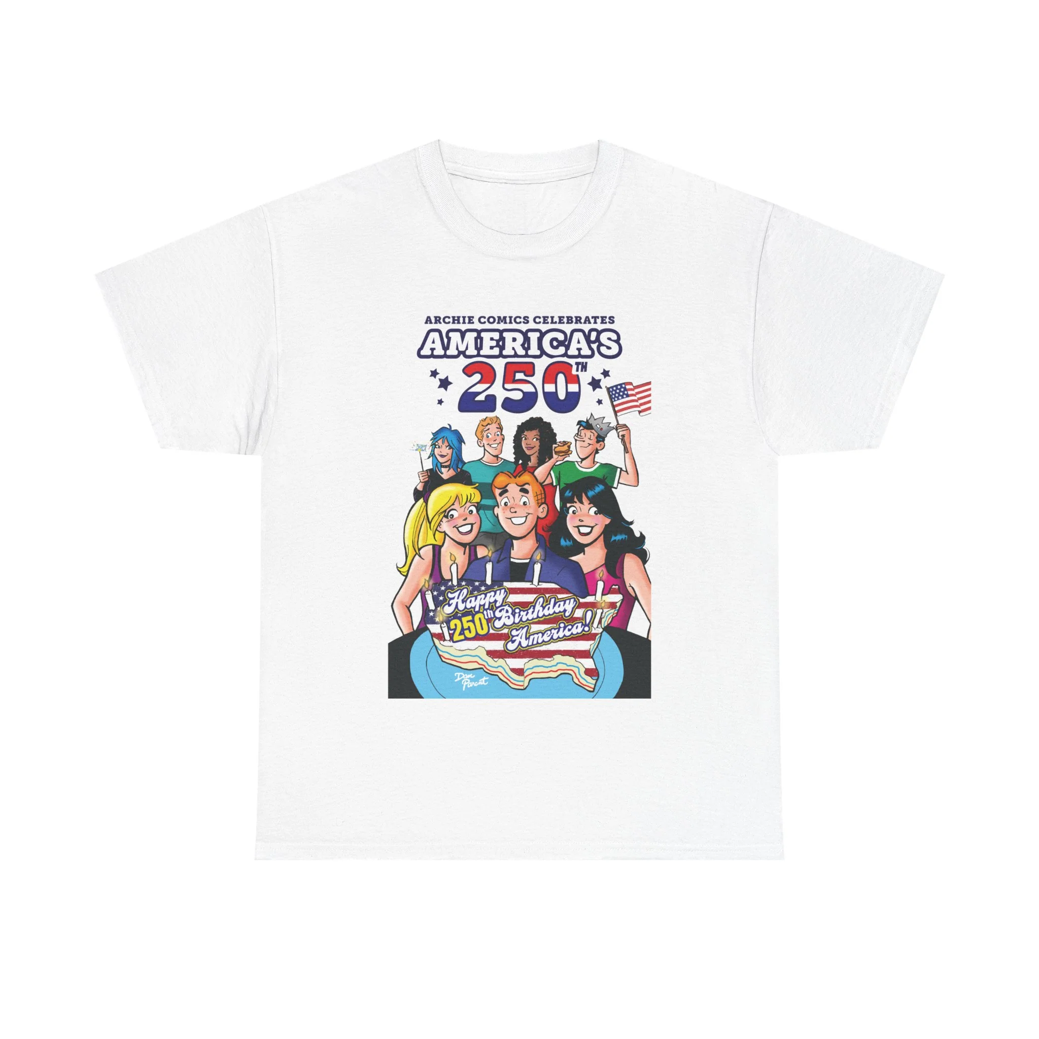Archie Comics Celebrates America's 250th Graphic Tee (Unisex Heavy Cotton Tee) Featuring Archie, Betty, and Veronica