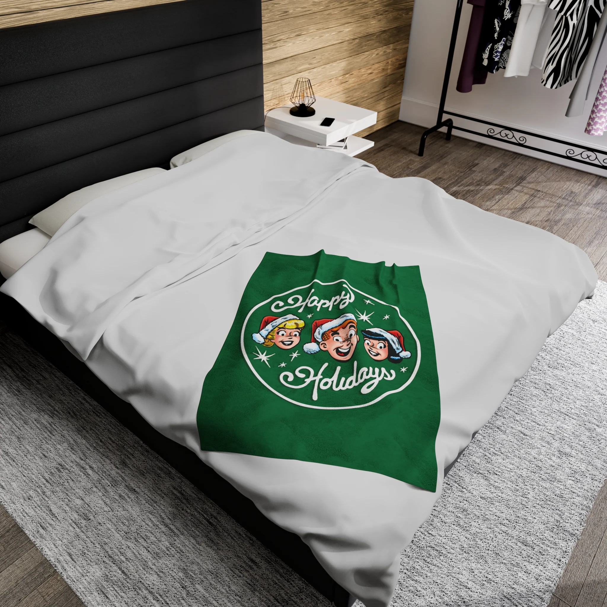Archie Comics Happy Holidays Design Velveteen Plush Blanket (Available in 3 Sizes) featuring Archie, Betty, and Veronica - Image 12