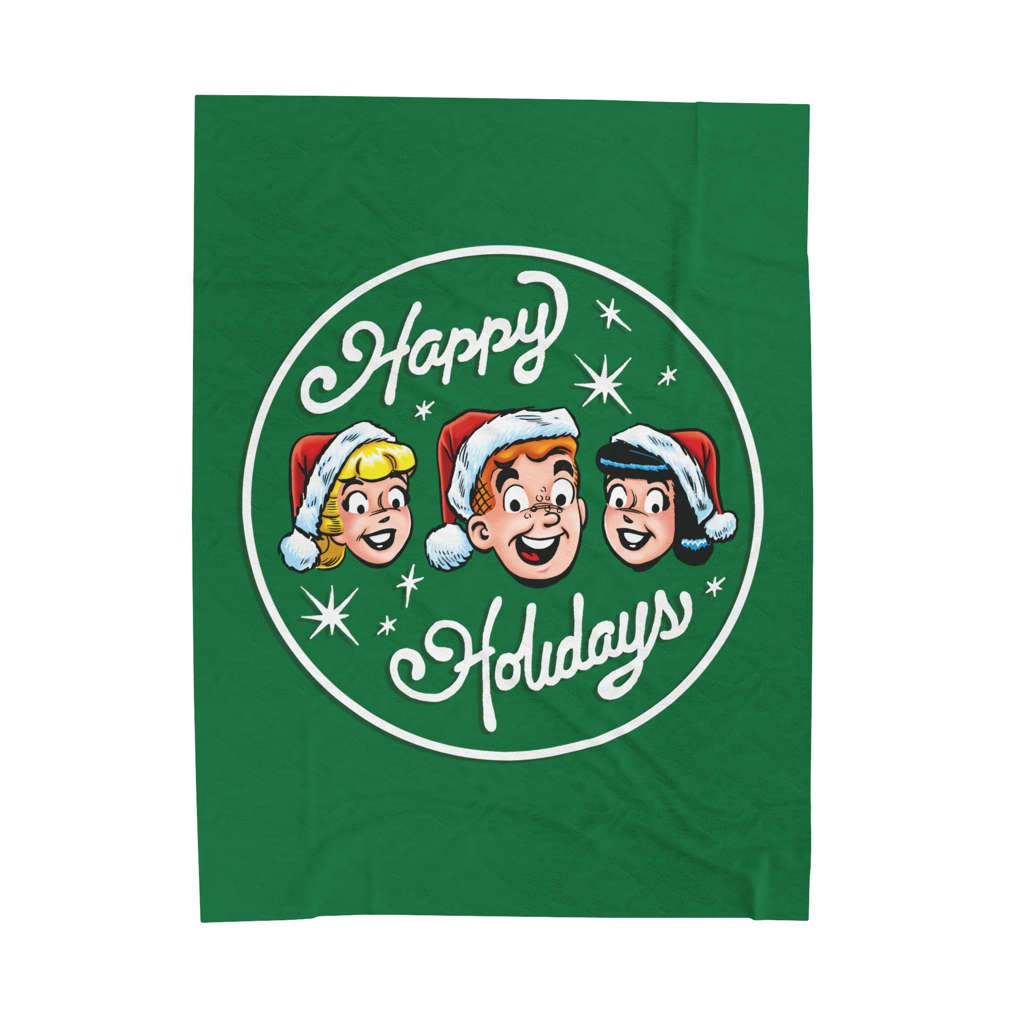 Archie Comics Happy Holidays Design Velveteen Plush Blanket (Available in 3 Sizes) featuring Archie, Betty, and Veronica - Image 2