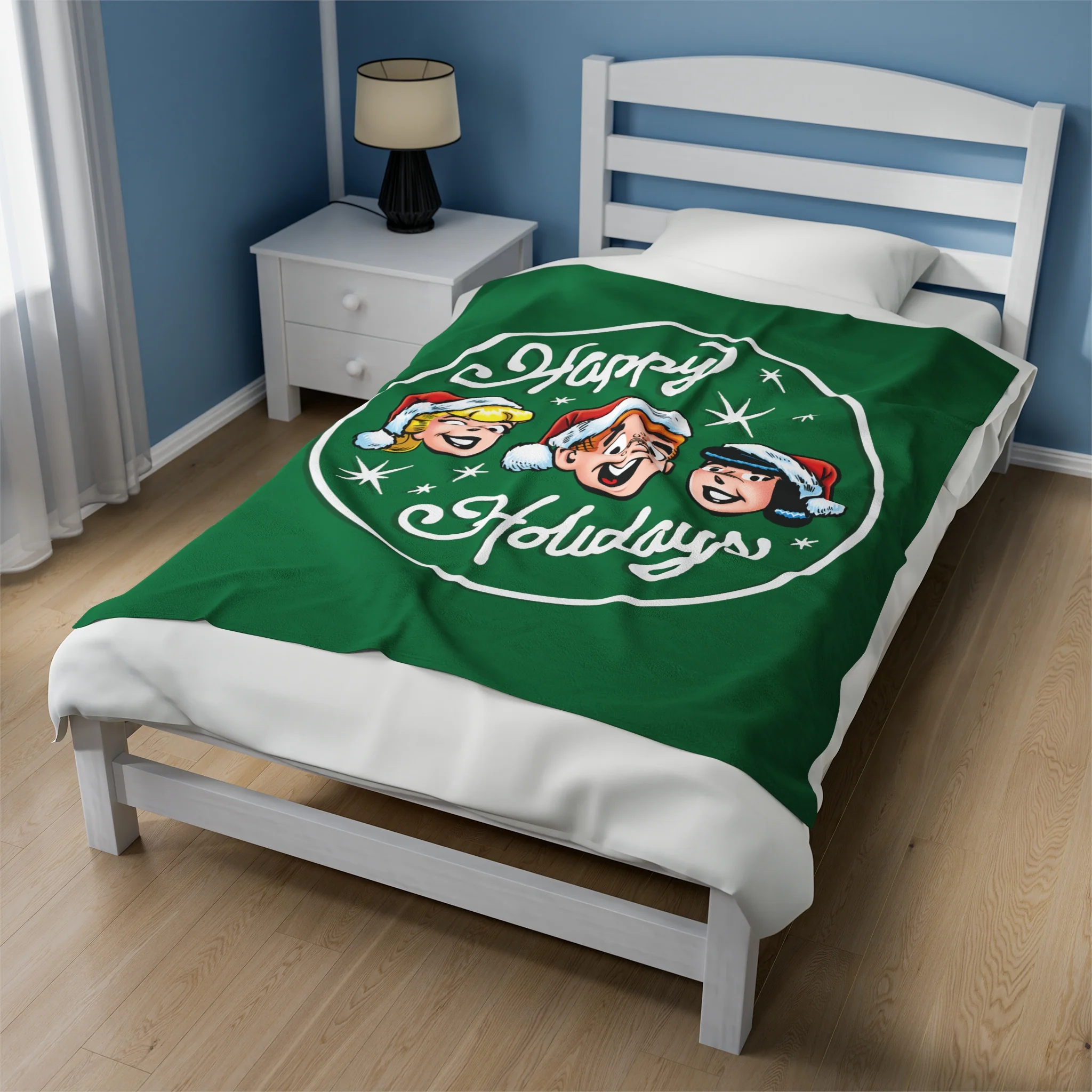 Archie Comics Happy Holidays Design Velveteen Plush Blanket (Available in 3 Sizes) featuring Archie, Betty, and Veronica - Image 5