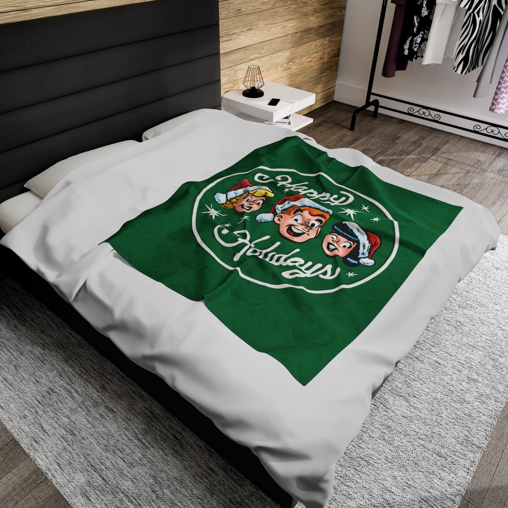 Archie Comics Happy Holidays Design Velveteen Plush Blanket (Available in 3 Sizes) featuring Archie, Betty, and Veronica - Image 6
