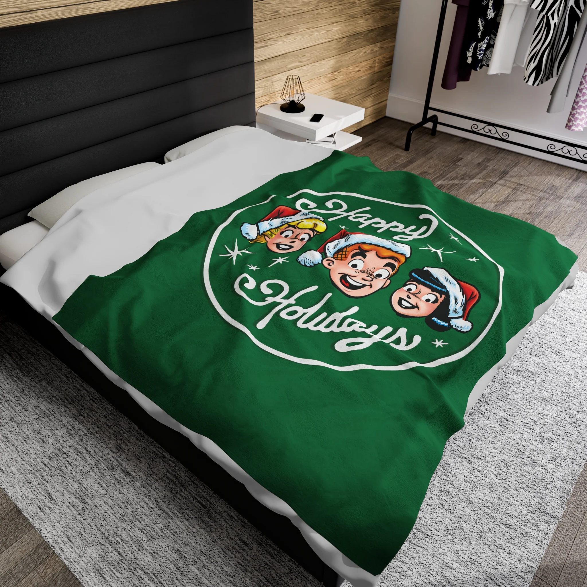Archie Comics Happy Holidays Design Velveteen Plush Blanket (Available in 3 Sizes) featuring Archie, Betty, and Veronica - Image 9