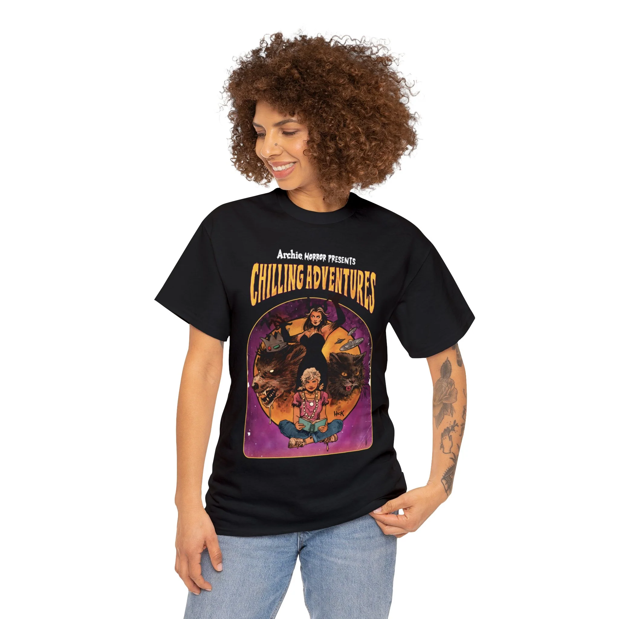 Archie Horror Presents Chilling Adventures Graphic Tee (Unisex Heavy Cotton Tee) featuring Jinx and Madam Satan - Image 3