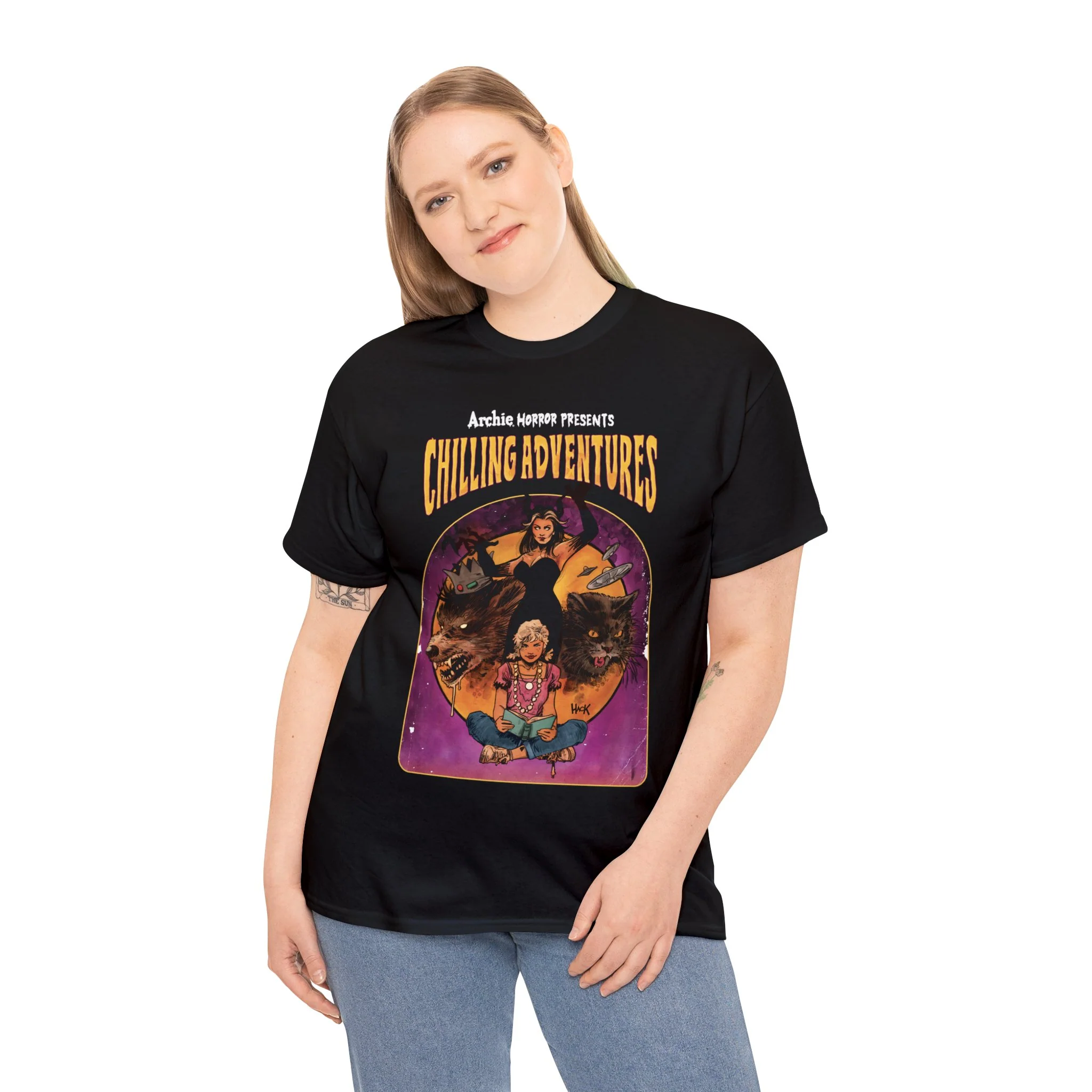 Archie Horror Presents Chilling Adventures Graphic Tee (Unisex Heavy Cotton Tee) featuring Jinx and Madam Satan - Image 4
