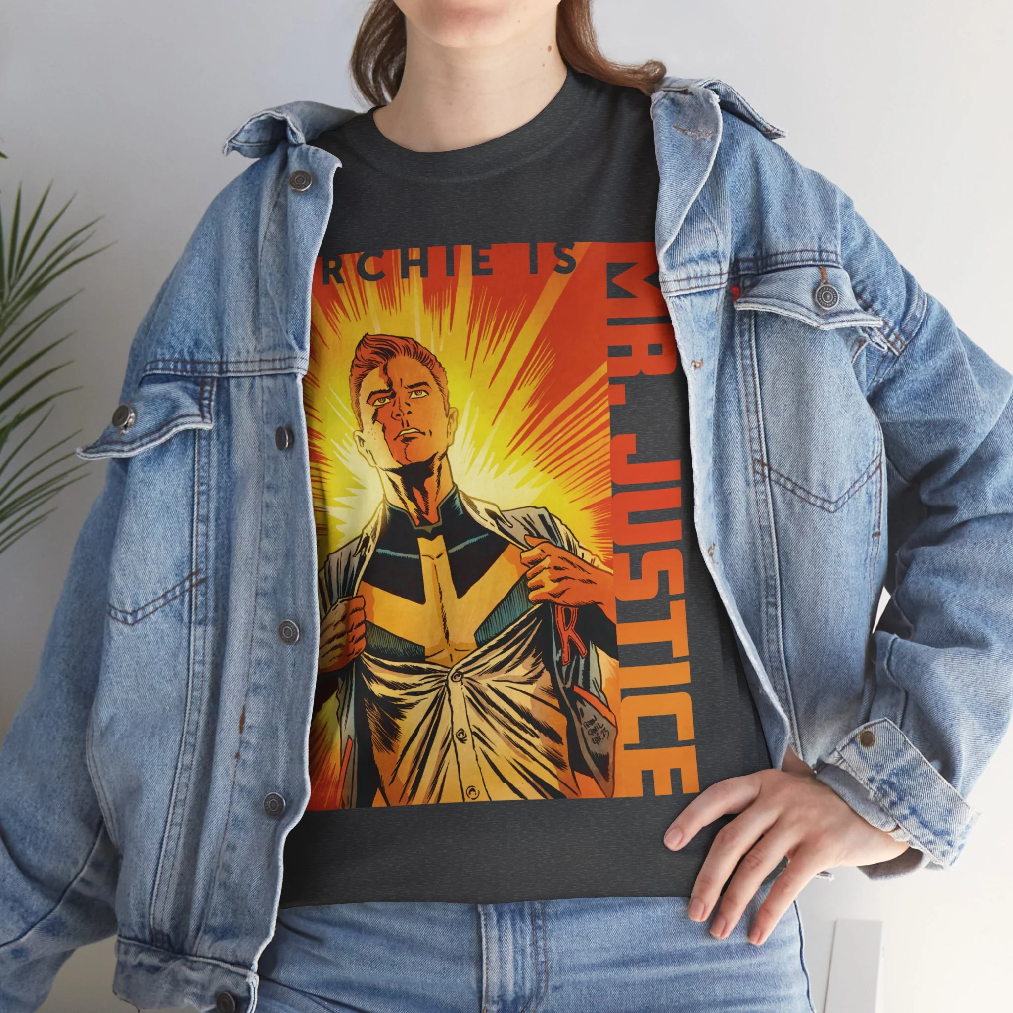 Archie is Mr Justice Sunburst Graphic T-Shirt (Unisex Heavy Cotton Tee) - Image 16