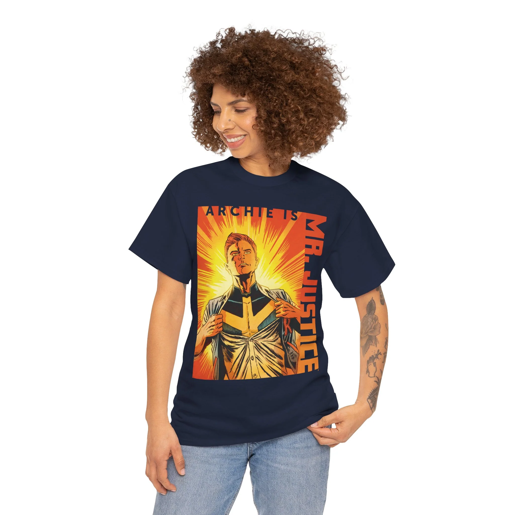 Archie is Mr Justice Sunburst Graphic T-Shirt (Unisex Heavy Cotton Tee) - Image 20
