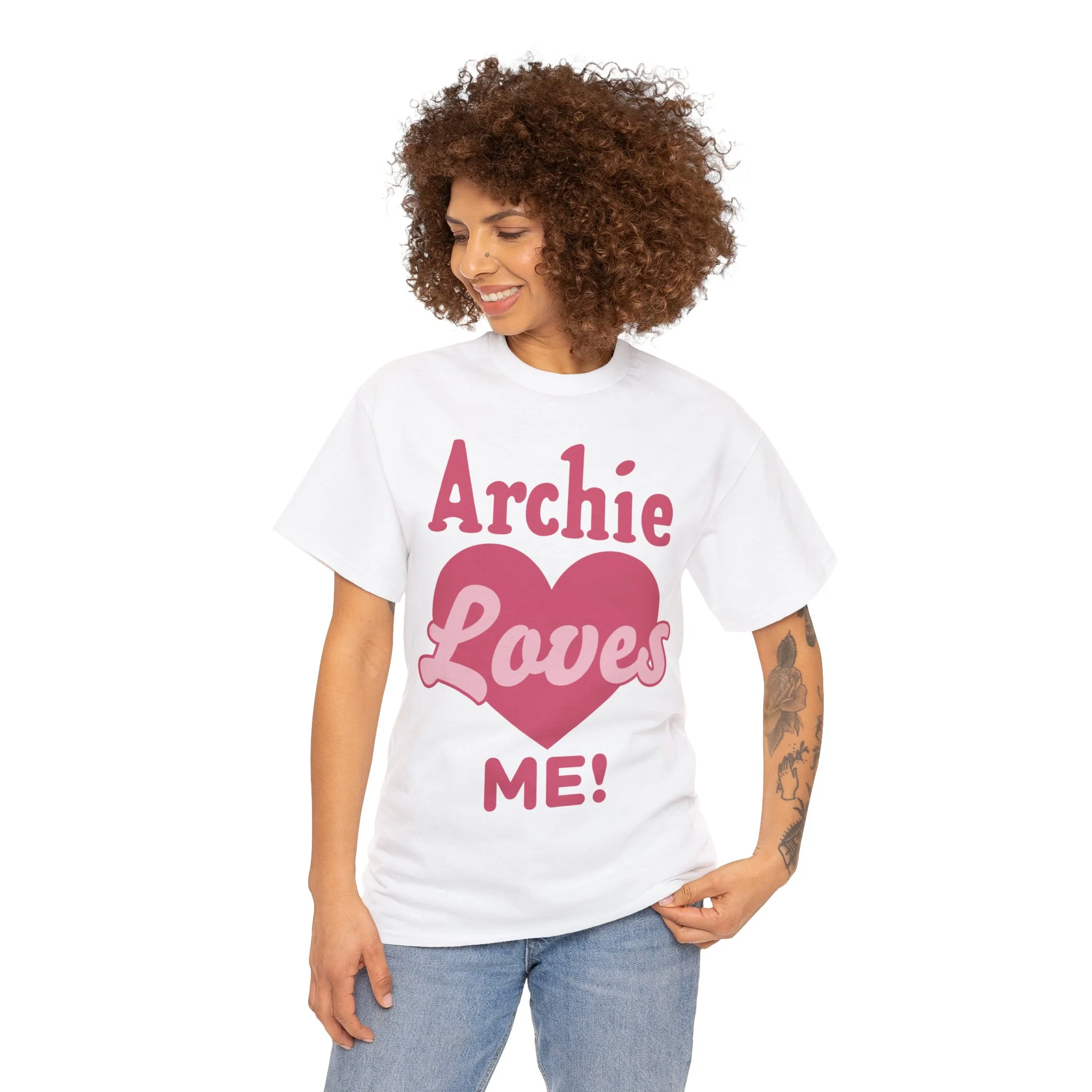 Archie Loves Me! Graphic T-Shirt (Unisex Heavy Cotton Tee) featuring Archie, Betty, and Veronica - Image 48