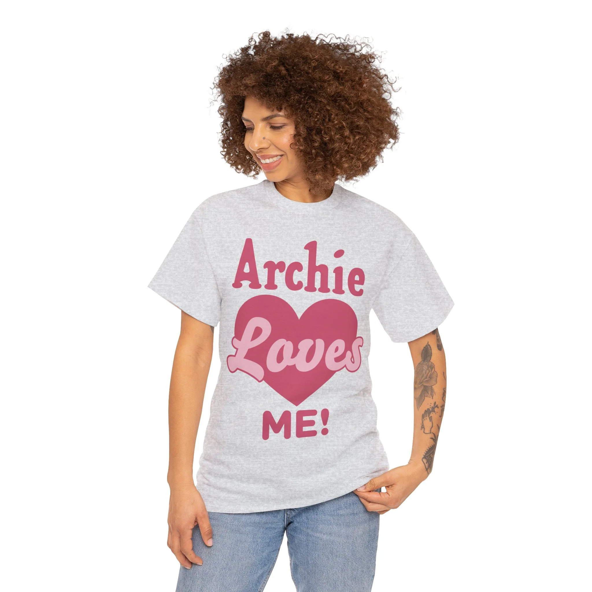 Archie Loves Me! Graphic T-Shirt (Unisex Heavy Cotton Tee) featuring Archie, Betty, and Veronica - Image 68