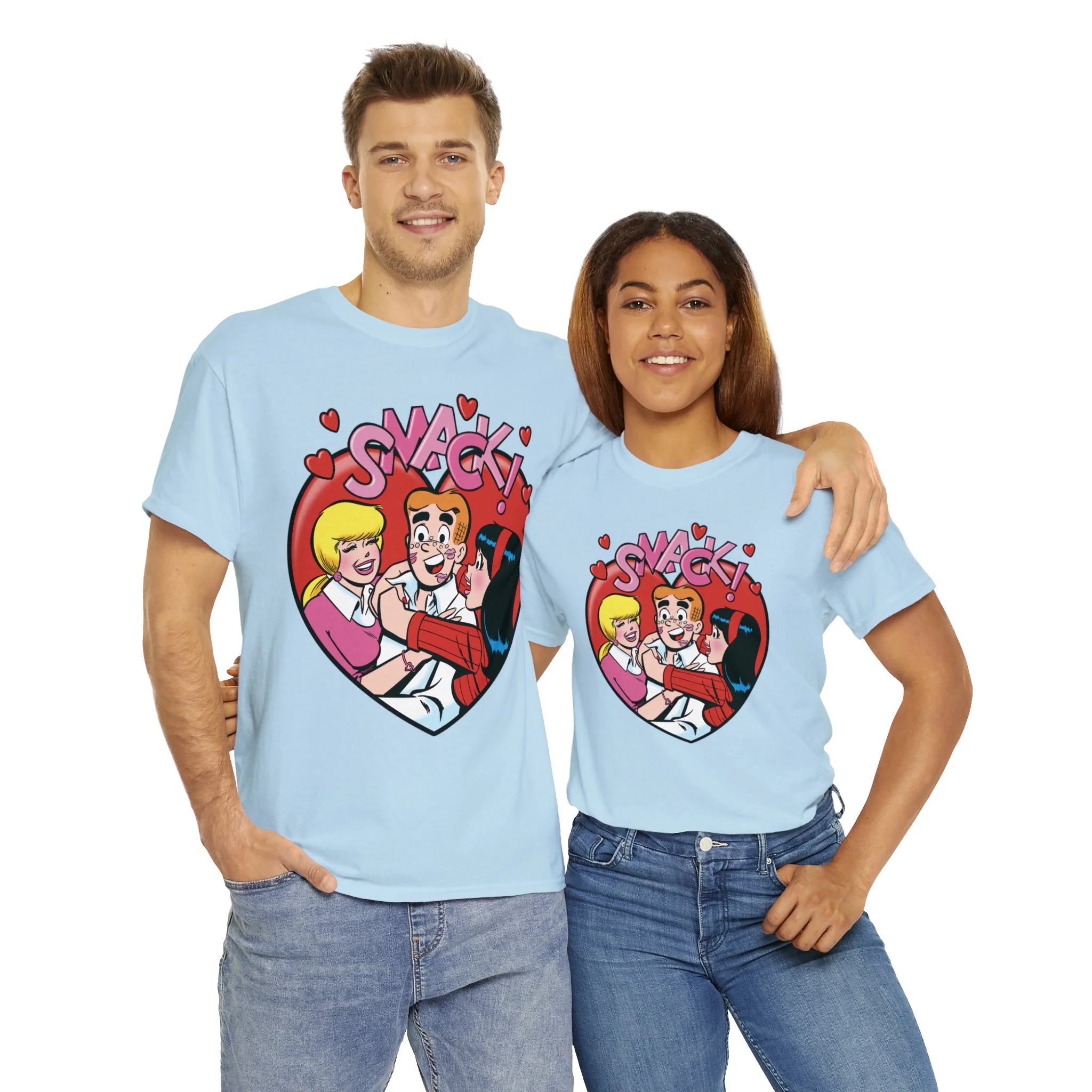 Archie "Smack" Big Kiss Graphic T-Shirt (Unisex Heavy Cotton Tee) featuring Archie, Betty, and Veronica - Image 24