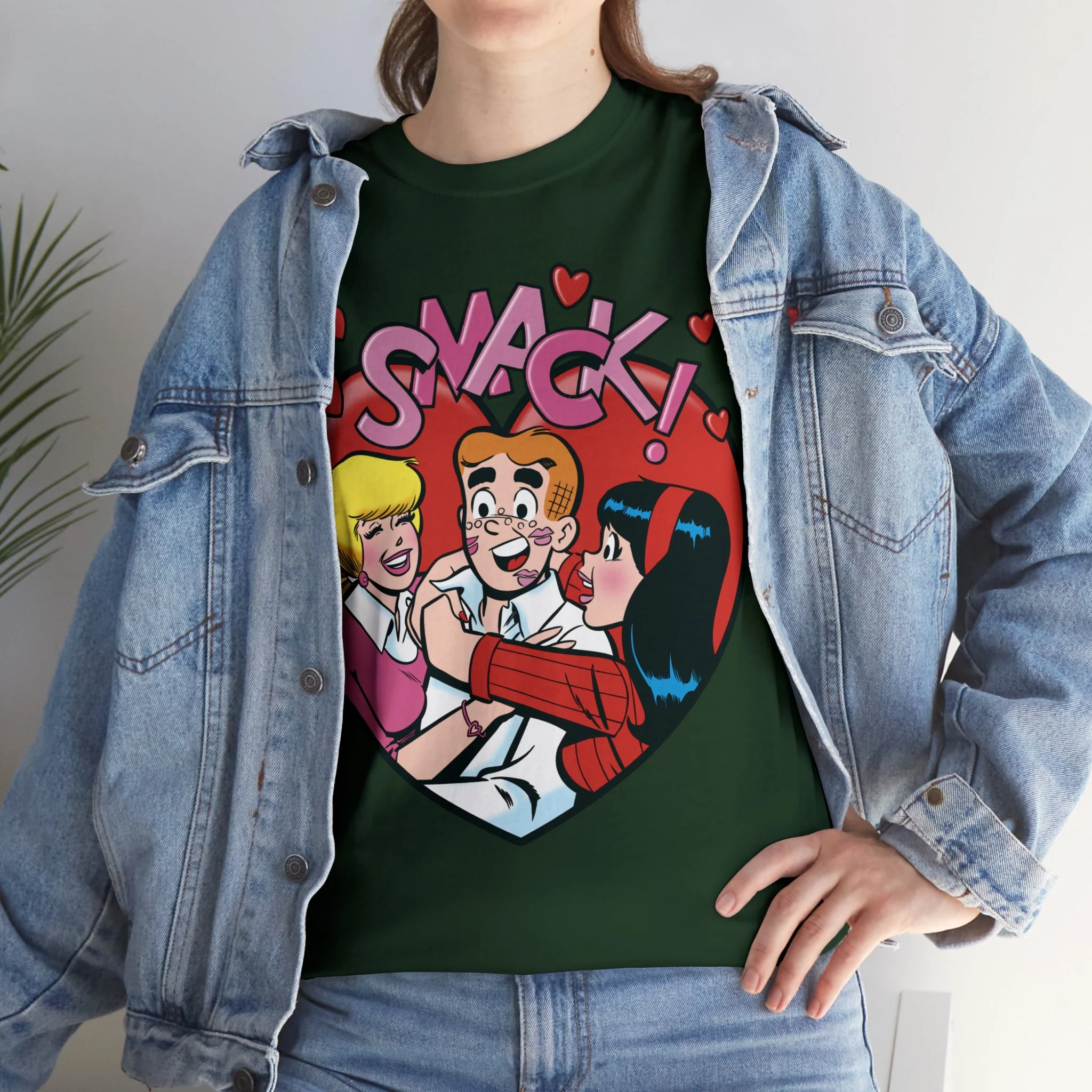 Archie "Smack" Big Kiss Graphic T-Shirt (Unisex Heavy Cotton Tee) featuring Archie, Betty, and Veronica - Image 51
