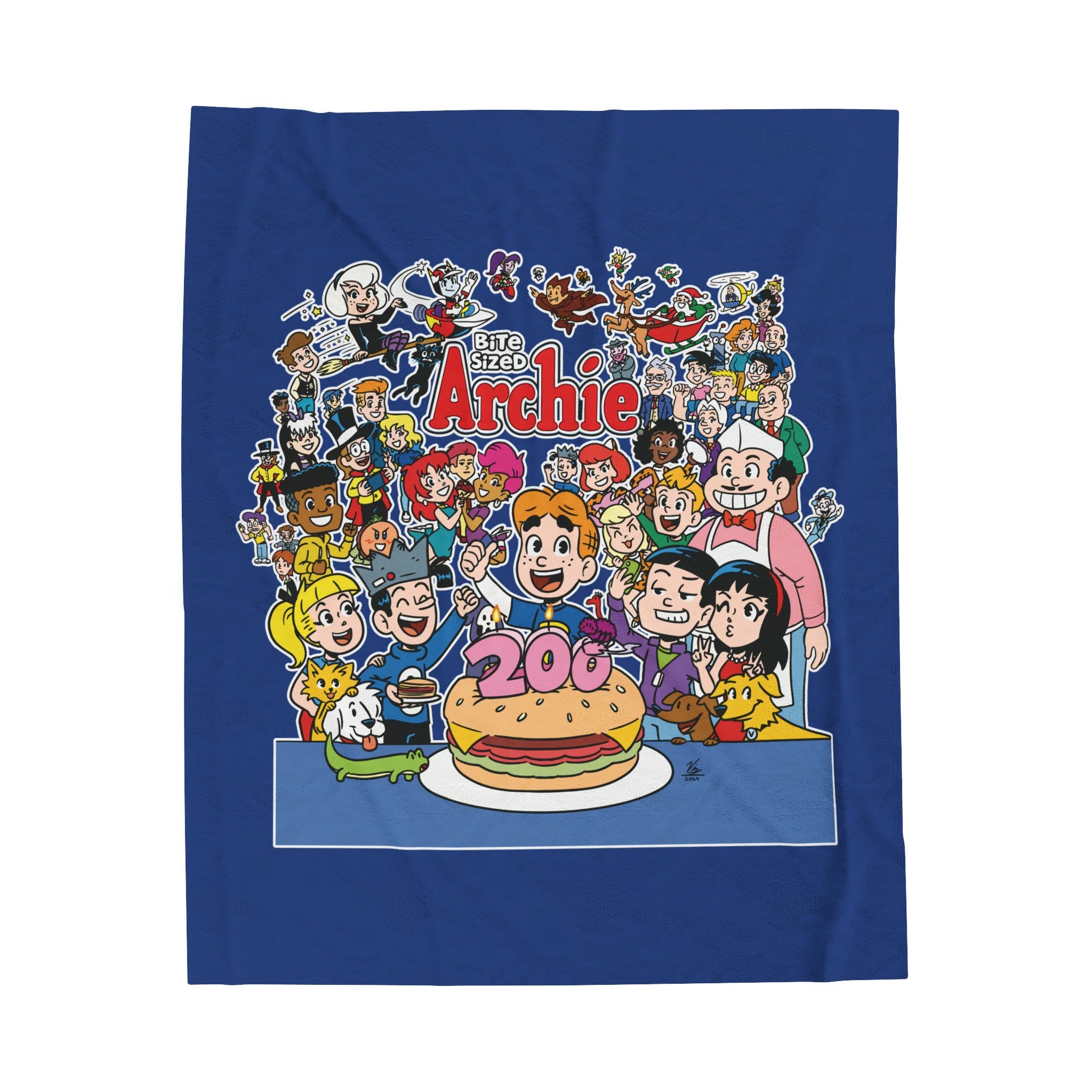 Bite Sized Archie 200th Story Velveteen Plush Blanket (Available in 3 Sizes) featuring a Cheeseburger Cake - Image 14