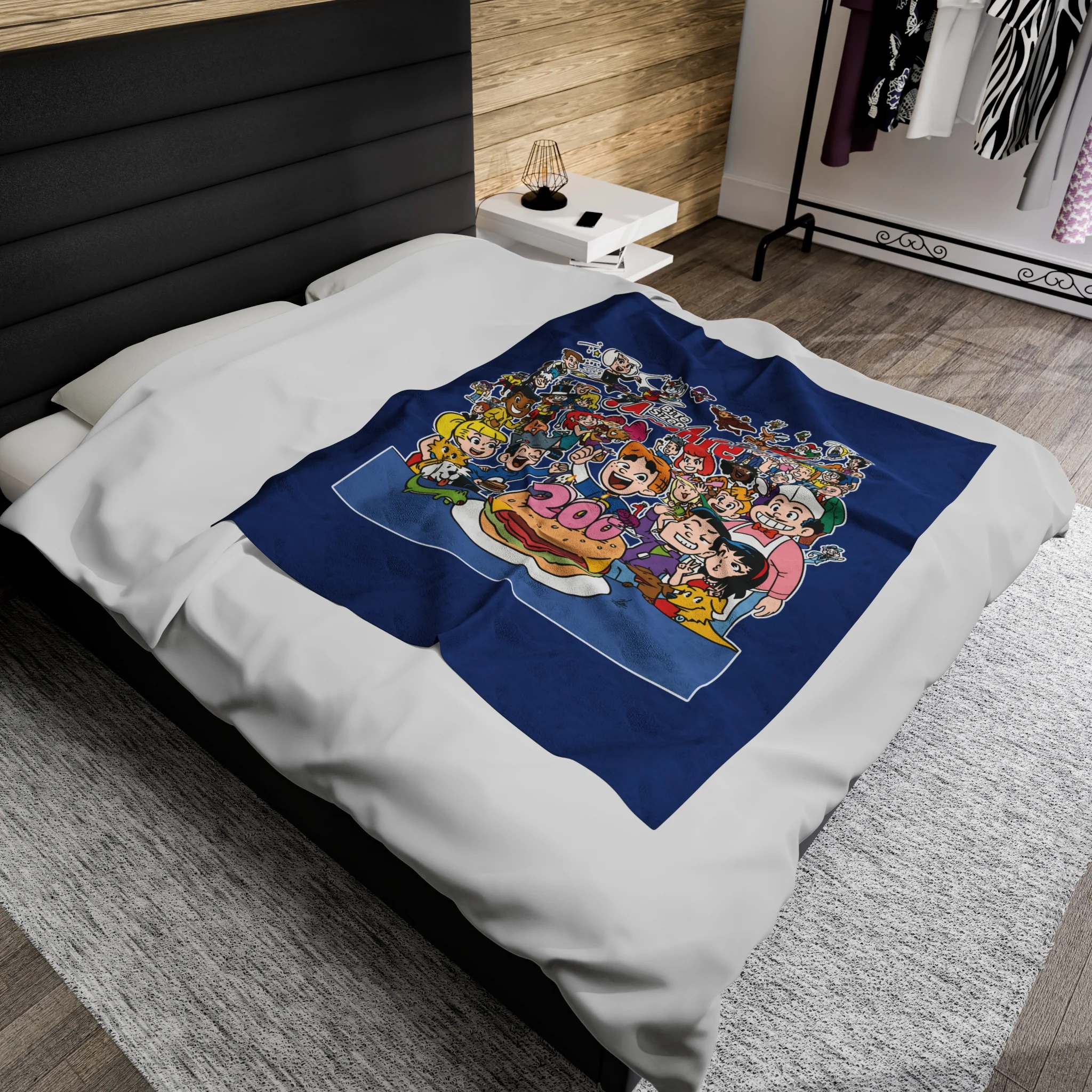 Bite Sized Archie 200th Story Velveteen Plush Blanket (Available in 3 Sizes) featuring a Cheeseburger Cake - Image 16