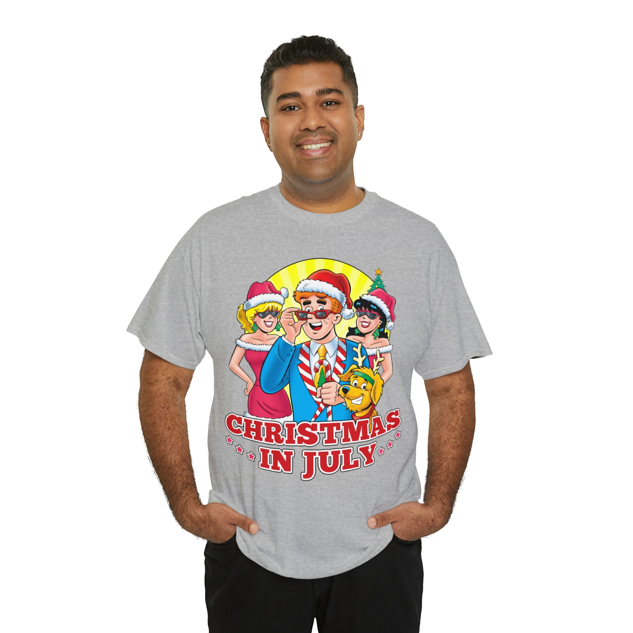 Christmas in July Graphic Tee (Unisex Heavy Cotton Tee) featuring Archie, Betty, and Veronica - Image 104
