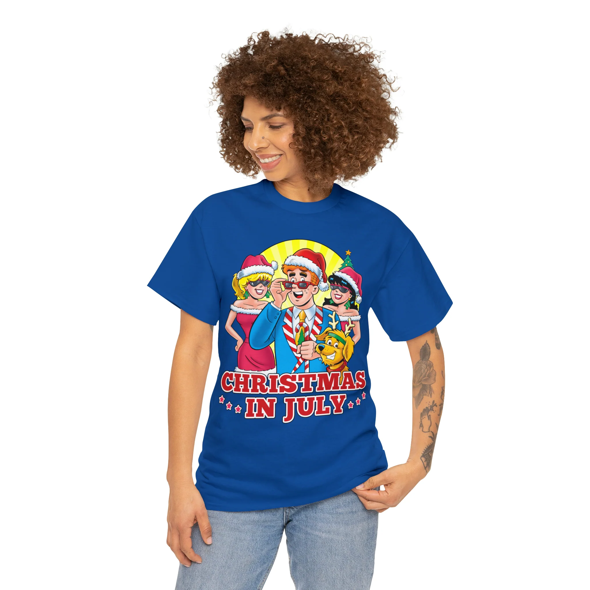 Christmas in July Graphic Tee (Unisex Heavy Cotton Tee) featuring Archie, Betty, and Veronica - Image 77