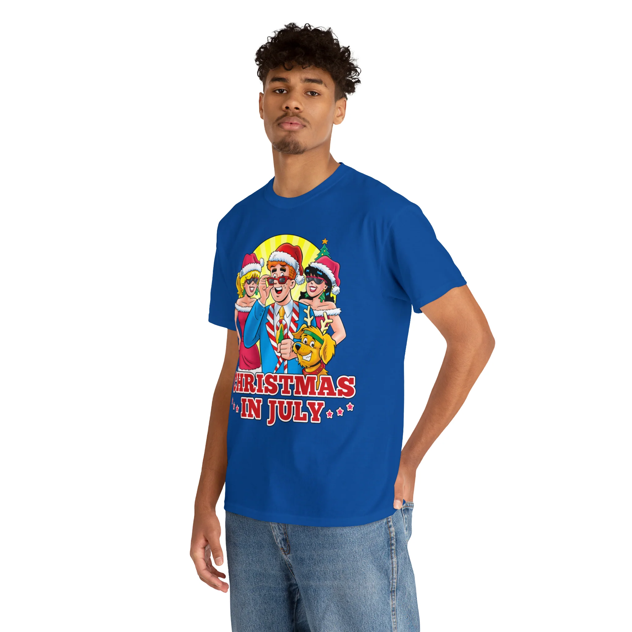 Christmas in July Graphic Tee (Unisex Heavy Cotton Tee) featuring Archie, Betty, and Veronica - Image 80