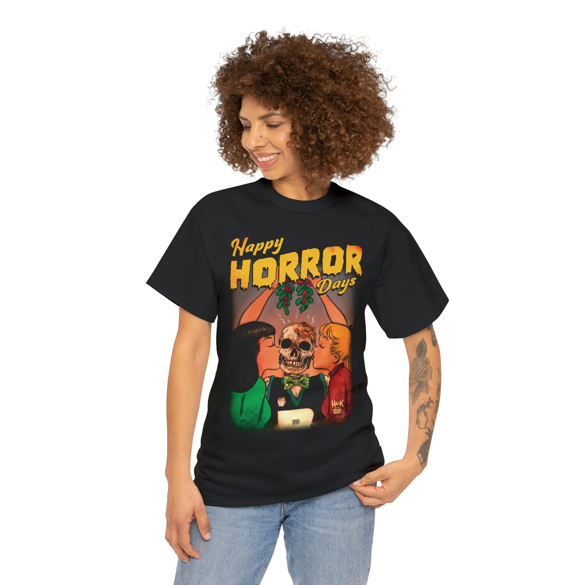 Happy Horror Days Love Triangle Graphic Tee (Unisex Heavy Cotton Tee) featuring Archie, Betty, and Veronica - Image 3