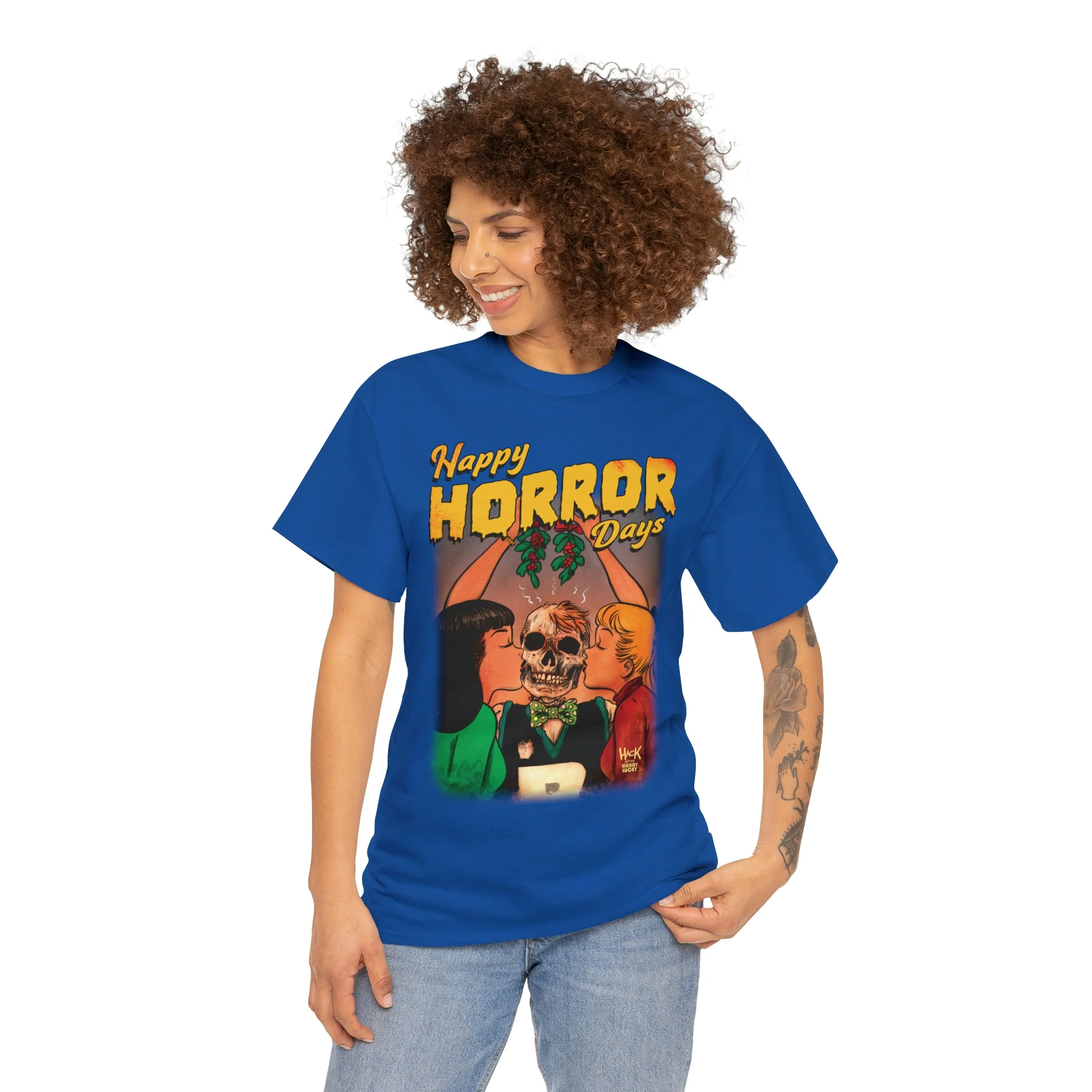 Happy Horror Days Love Triangle Graphic Tee (Unisex Heavy Cotton Tee) featuring Archie, Betty, and Veronica - Image 80