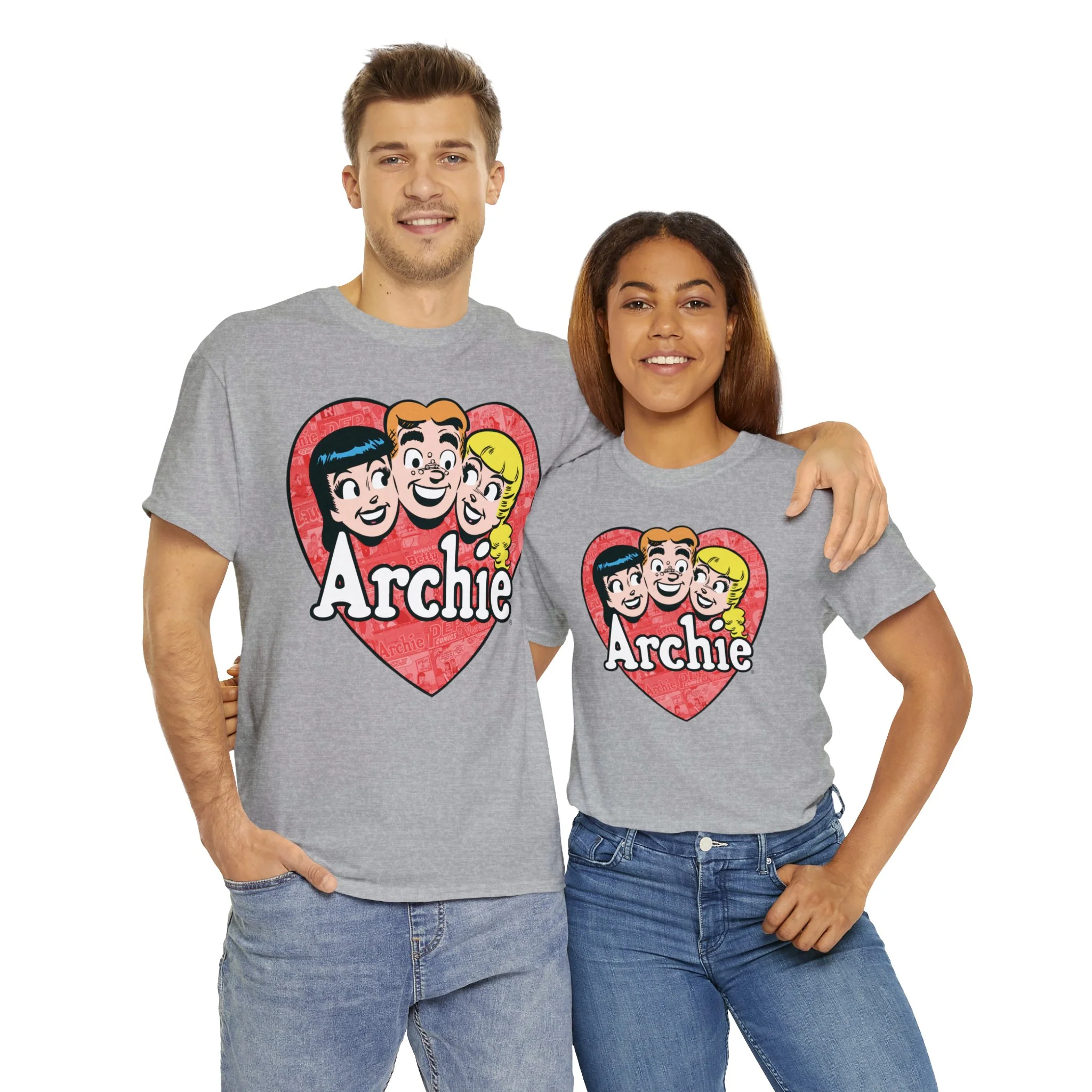 Retro Archie Heart Graphic T-Shirt (Unisex Heavy Cotton Tee) featuring Archie, Betty, and Veronica - FLASH SALE! - Image 54