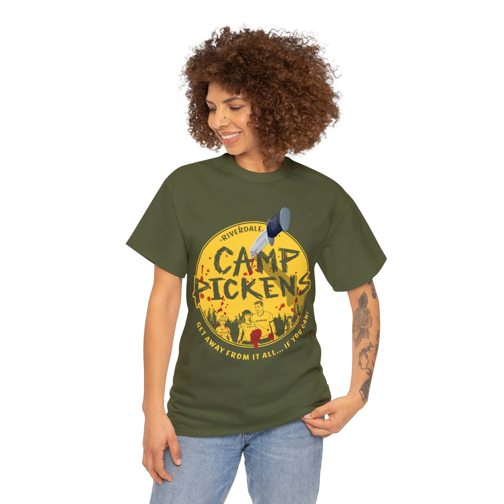 Riverdale Camp Pickens Graphic T-Shirt (Unisex Heavy Cotton Tee) featuring Archie, Betty, Veronica, and Jughead - Image 11