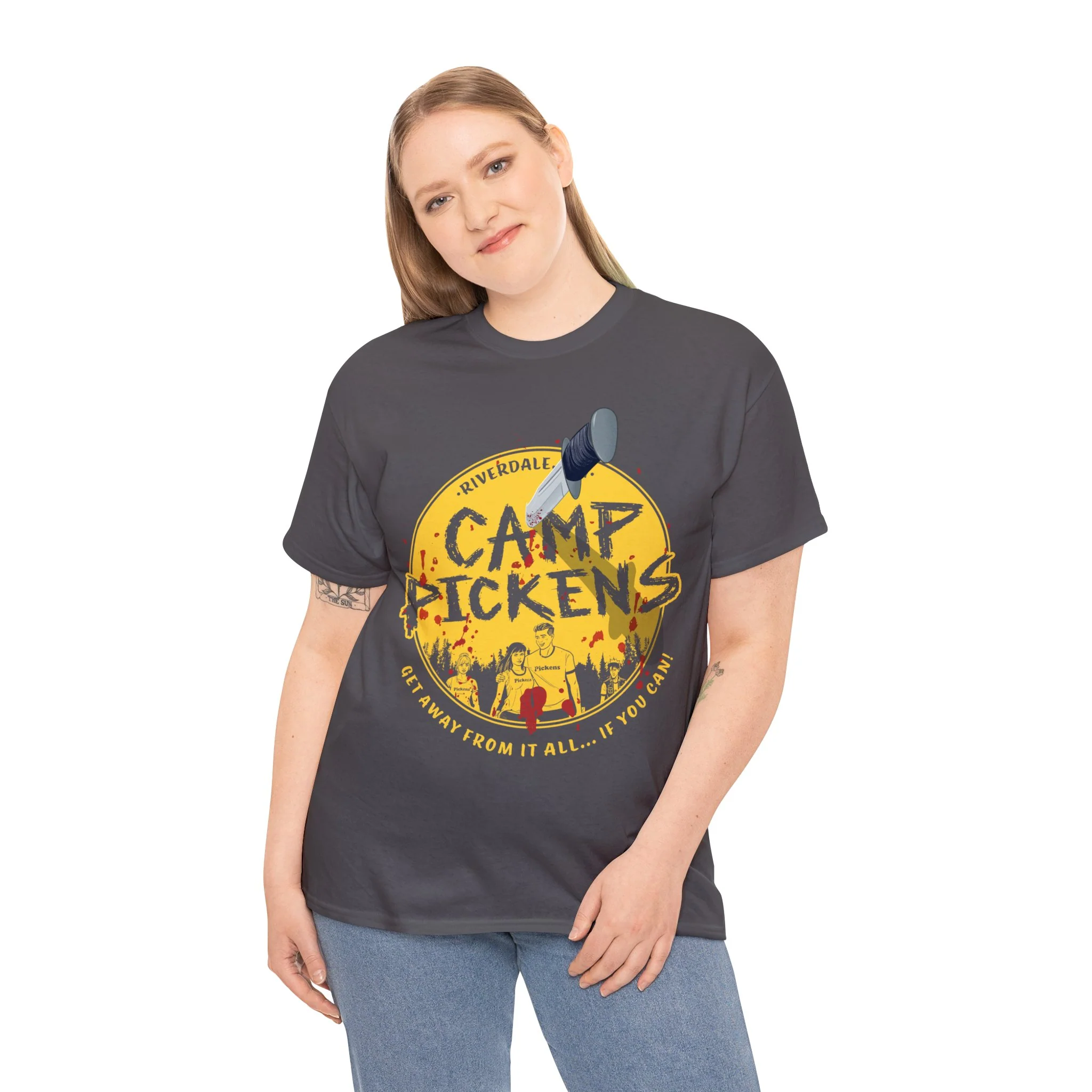 Riverdale Camp Pickens Graphic T-Shirt (Unisex Heavy Cotton Tee) featuring Archie, Betty, Veronica, and Jughead - Image 15