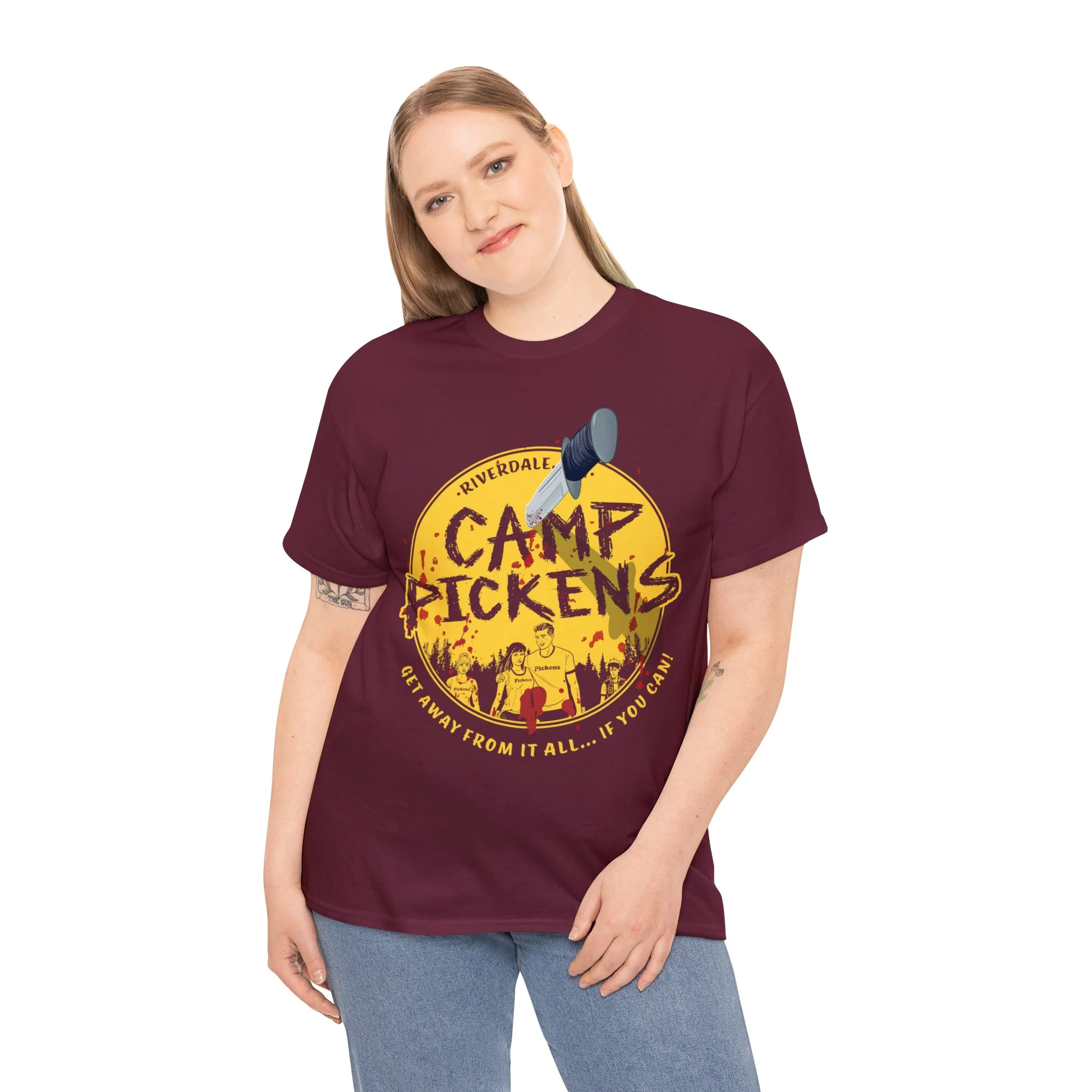 Riverdale Camp Pickens Graphic T-Shirt (Unisex Heavy Cotton Tee) featuring Archie, Betty, Veronica, and Jughead - Image 18