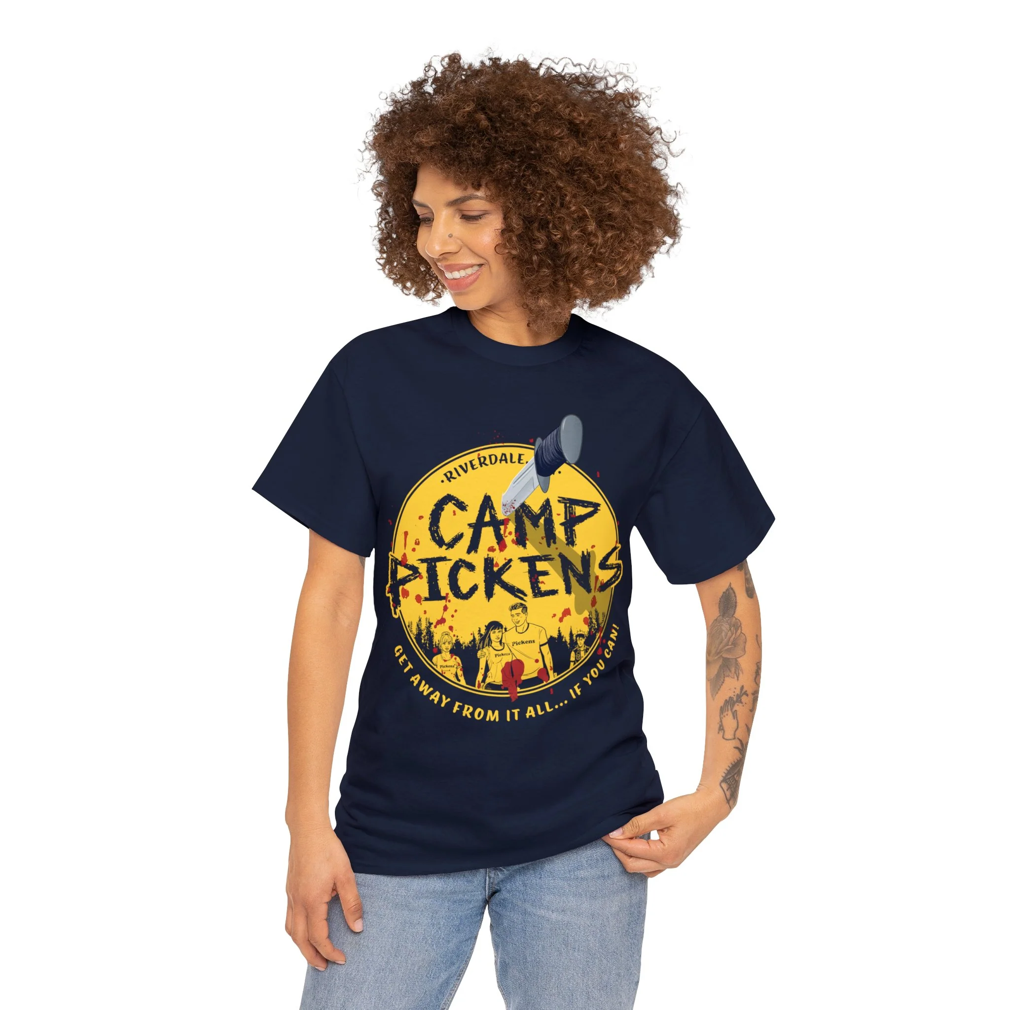 Riverdale Camp Pickens Graphic T-Shirt (Unisex Heavy Cotton Tee) featuring Archie, Betty, Veronica, and Jughead - Image 20