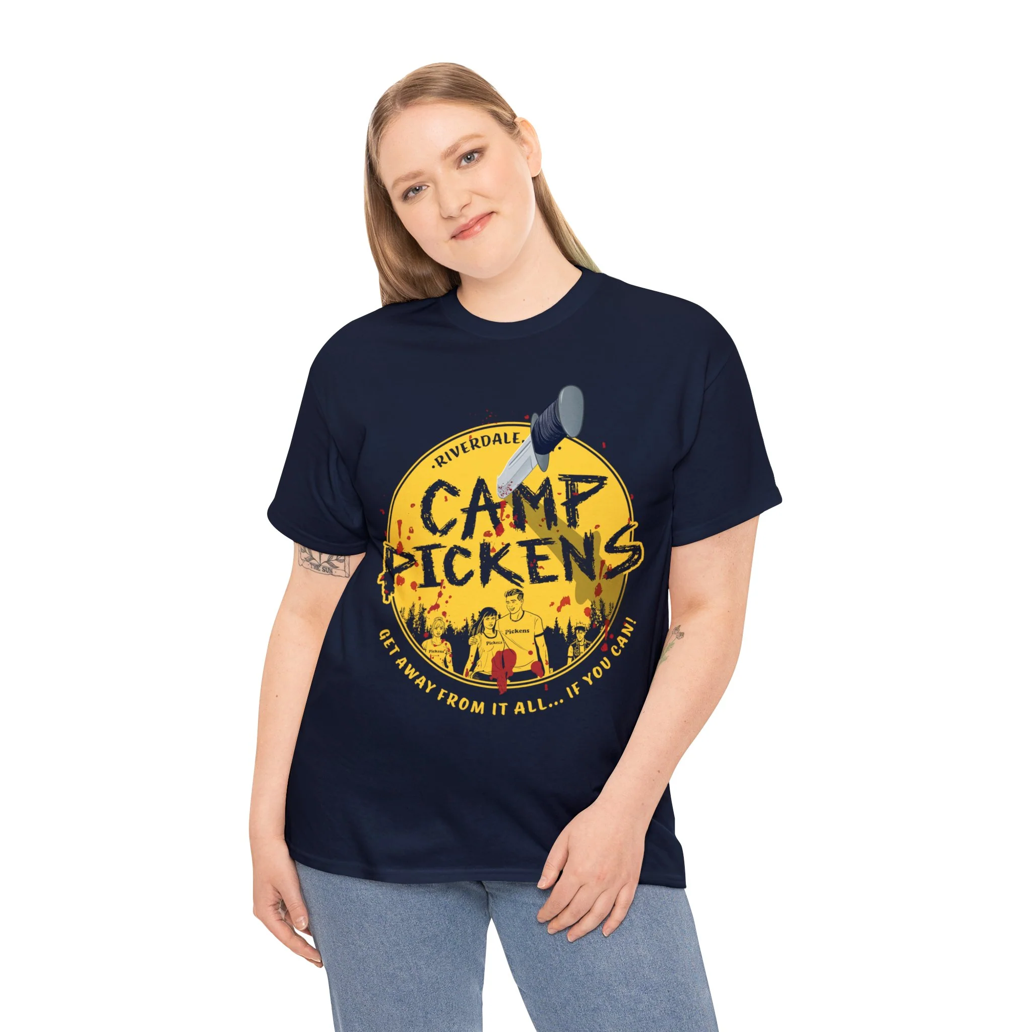Riverdale Camp Pickens Graphic T-Shirt (Unisex Heavy Cotton Tee) featuring Archie, Betty, Veronica, and Jughead - Image 21