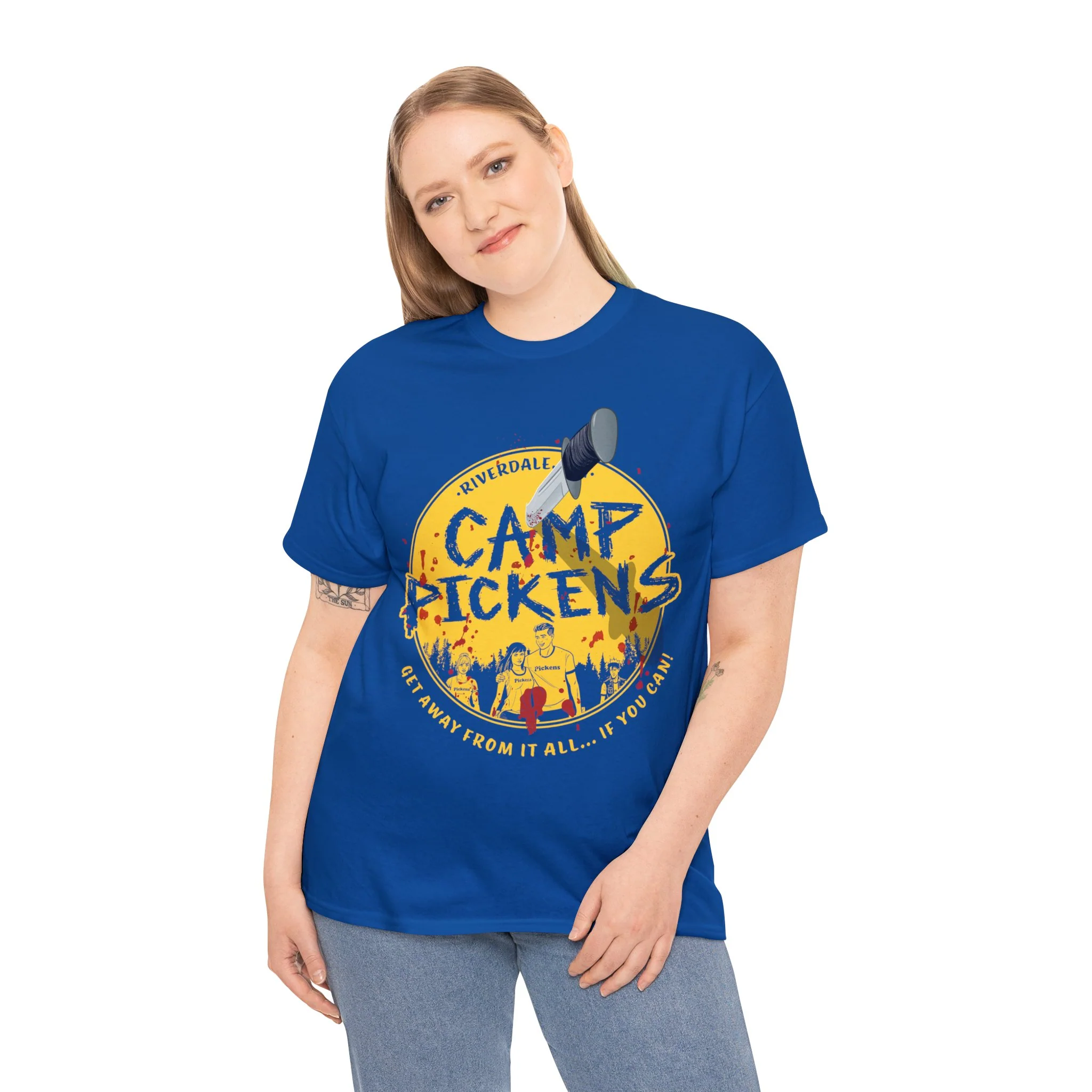 Riverdale Camp Pickens Graphic T-Shirt (Unisex Heavy Cotton Tee) featuring Archie, Betty, Veronica, and Jughead - Image 27