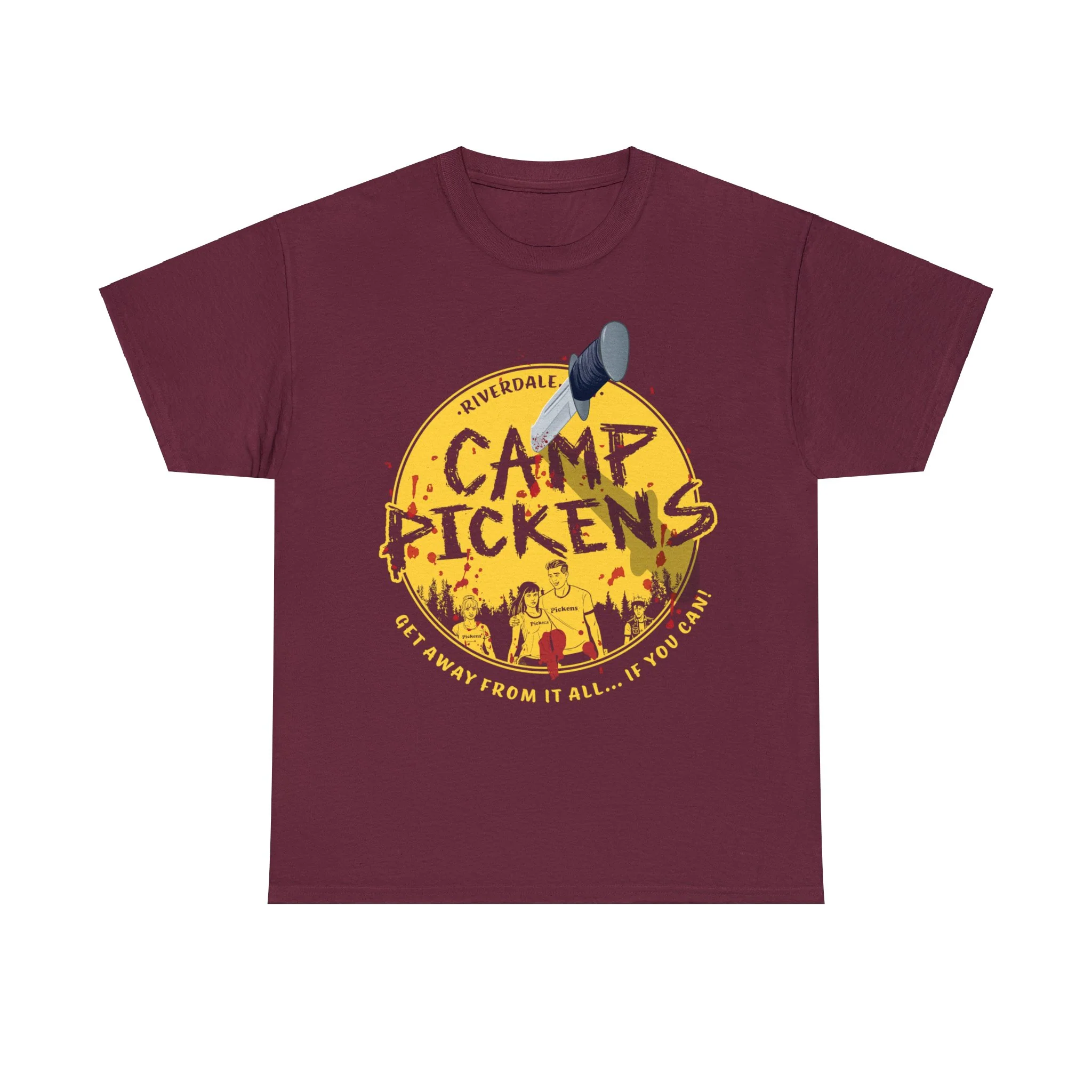 Riverdale Camp Pickens Graphic T-Shirt (Unisex Heavy Cotton Tee) featuring Archie, Betty, Veronica, and Jughead - Image 3