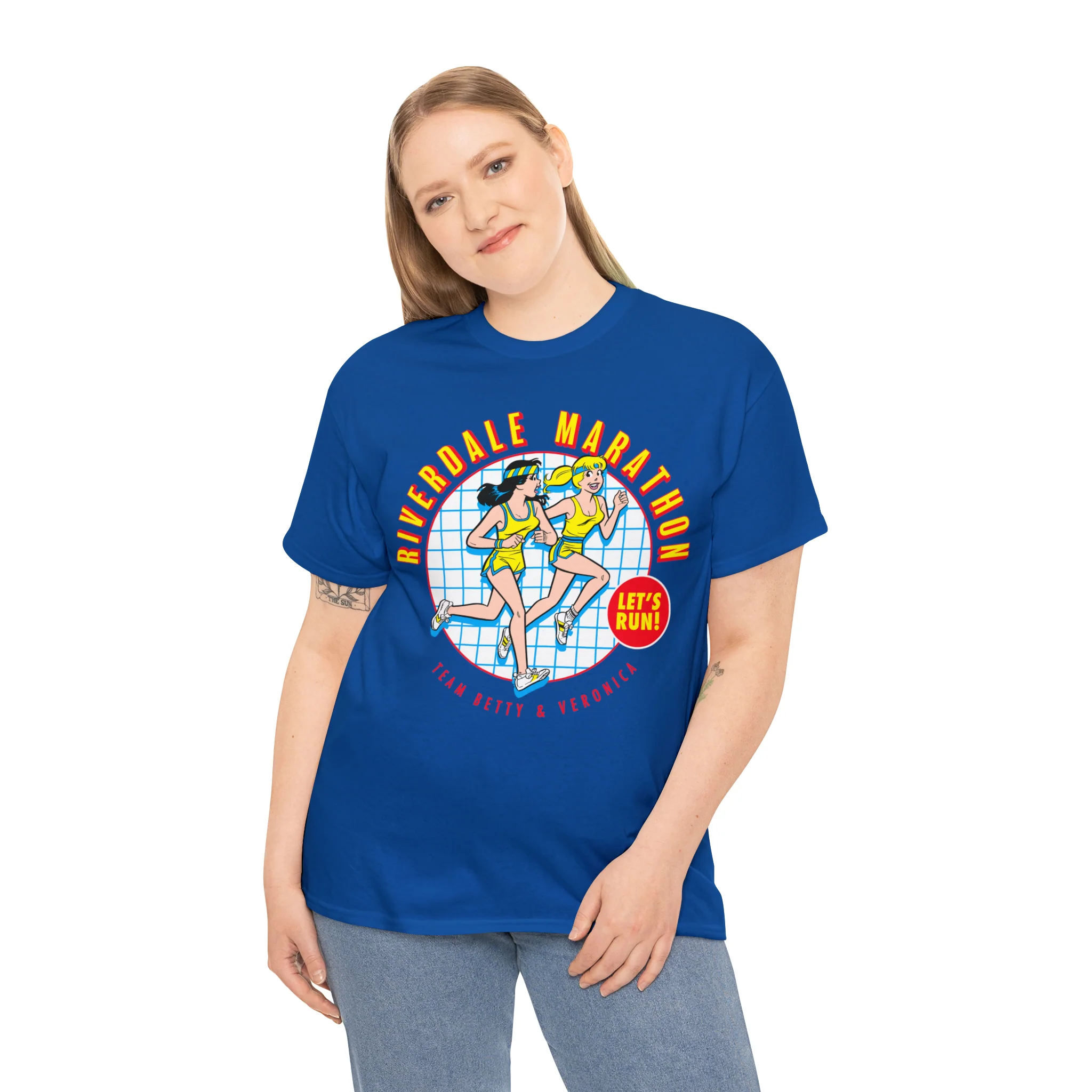 Riverdale Marathon "Let's Run" Graphic Tee (Unisex Heavy Cotton Tee) featuring Betty and Veronica - Image 100