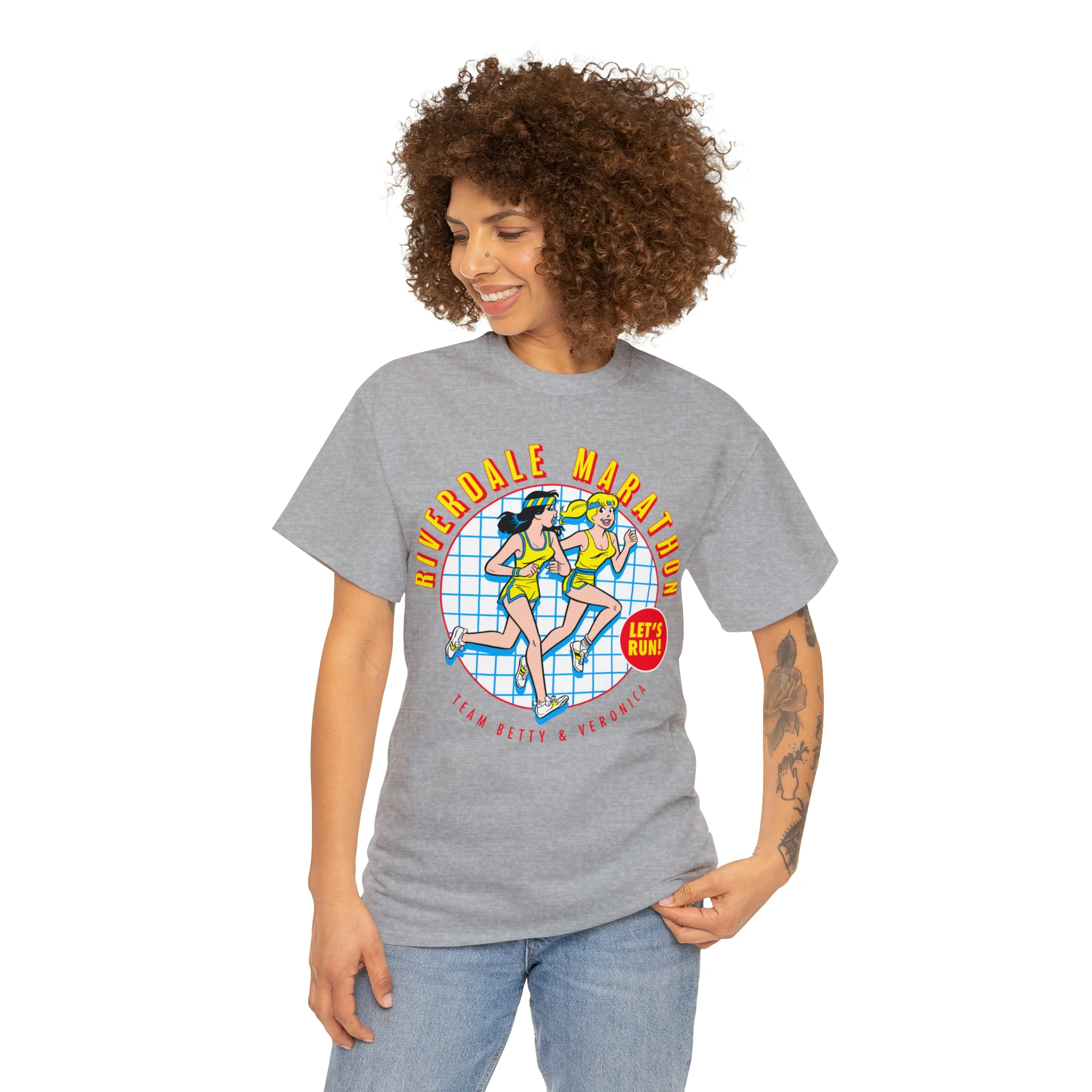 Riverdale Marathon "Let's Run" Graphic Tee (Unisex Heavy Cotton Tee) featuring Betty and Veronica - Image 3