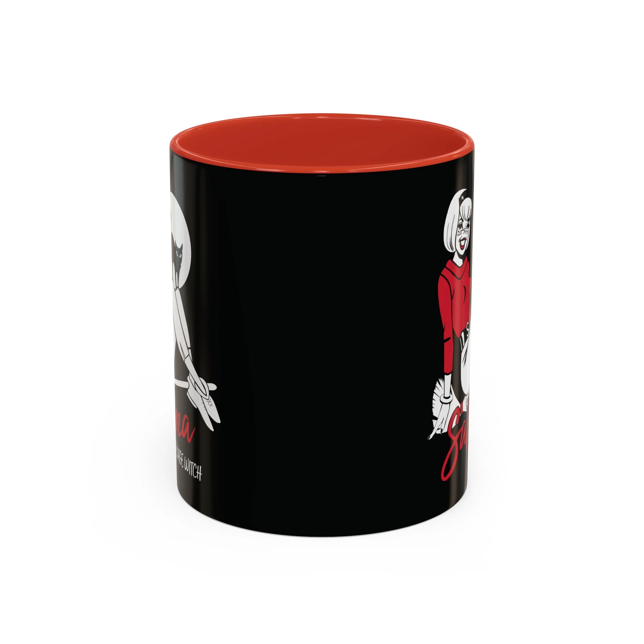 Sabrina The Teenage Witch on Broom Design Accent Coffee Mug (11oz or 15oz) featuring Sabrina and Salem - Image 4