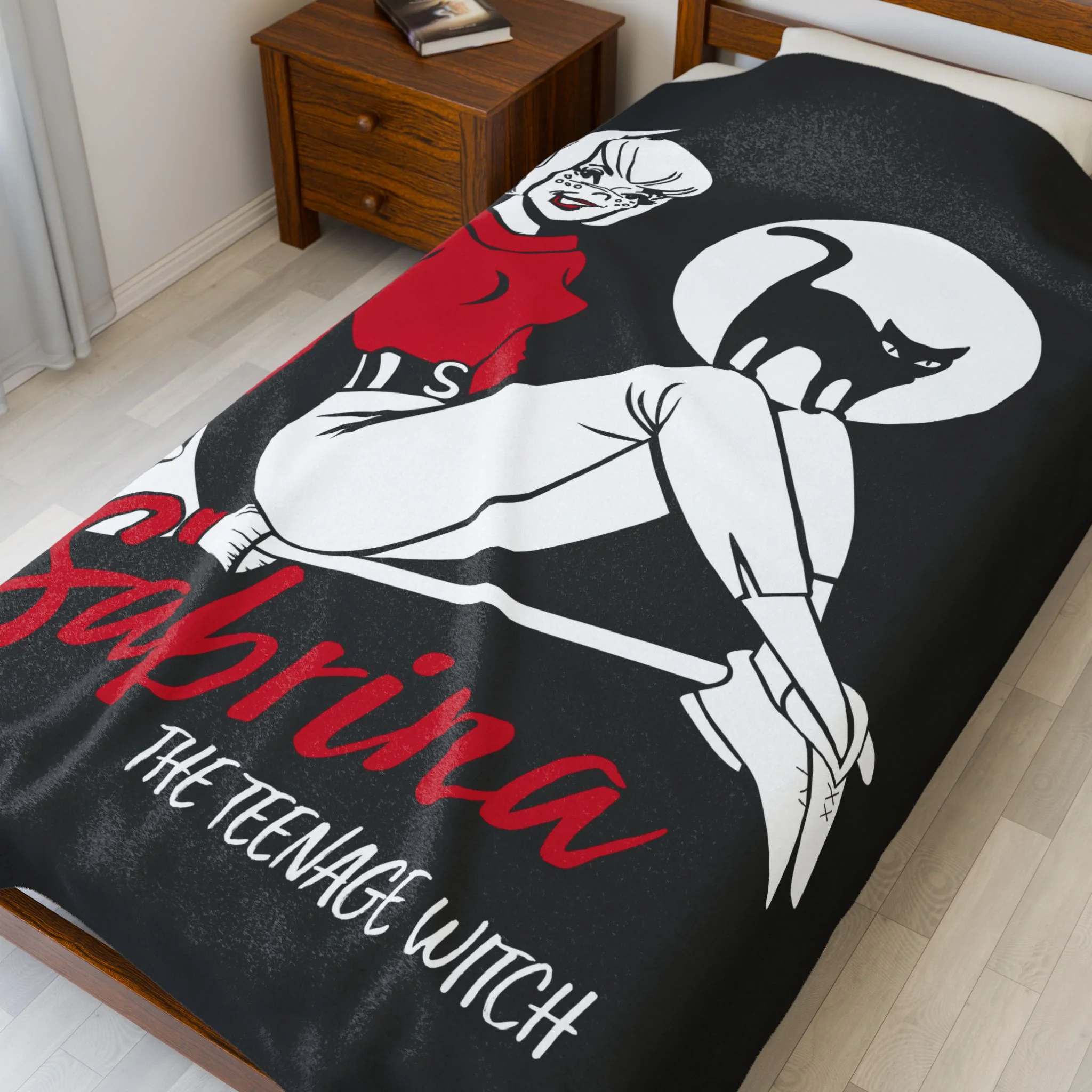 Sabrina The Teenage Witch on Broom Design Velveteen Plush Blanket (Available in 3 Sizes) - Image 10