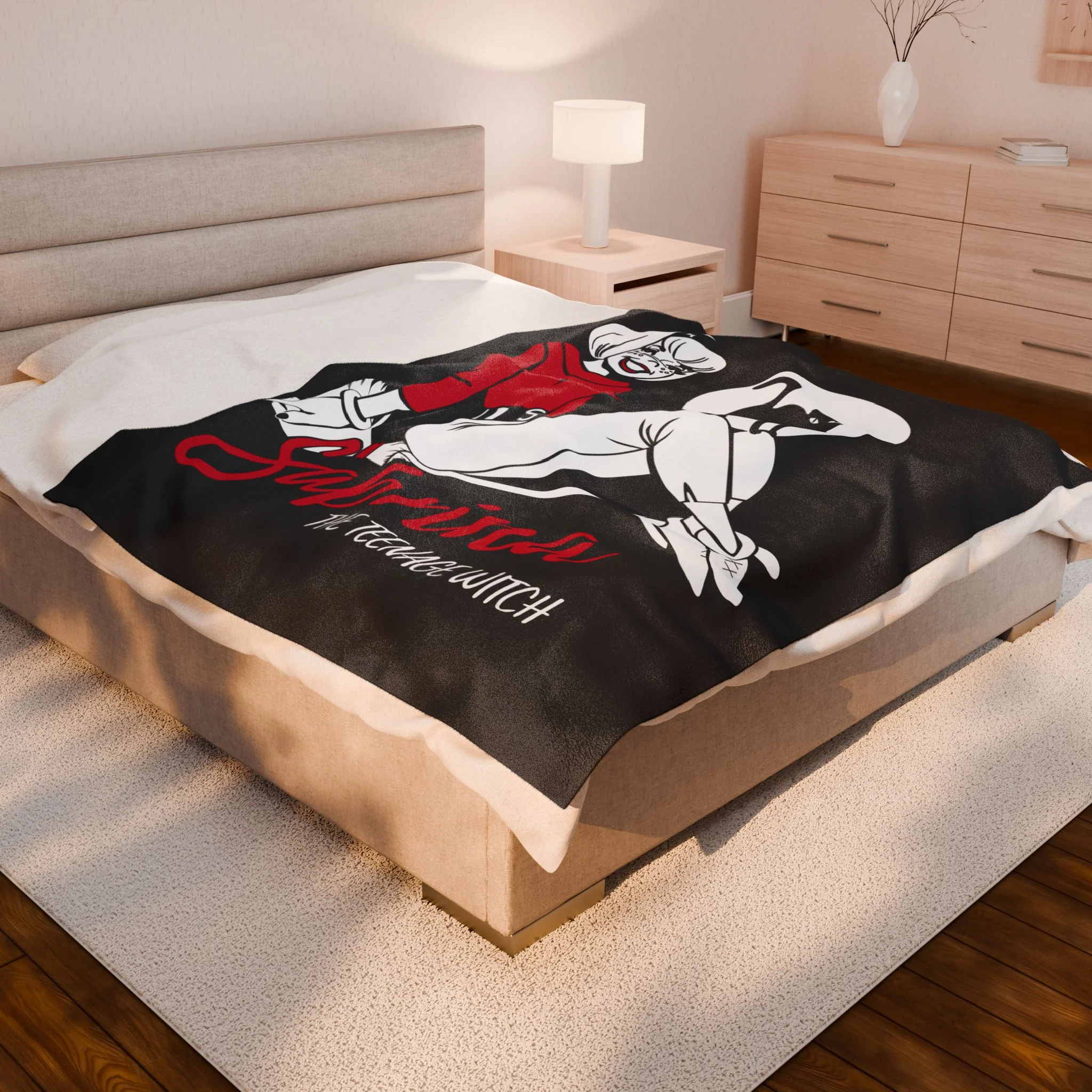 Sabrina The Teenage Witch on Broom Design Velveteen Plush Blanket (Available in 3 Sizes) - Image 11