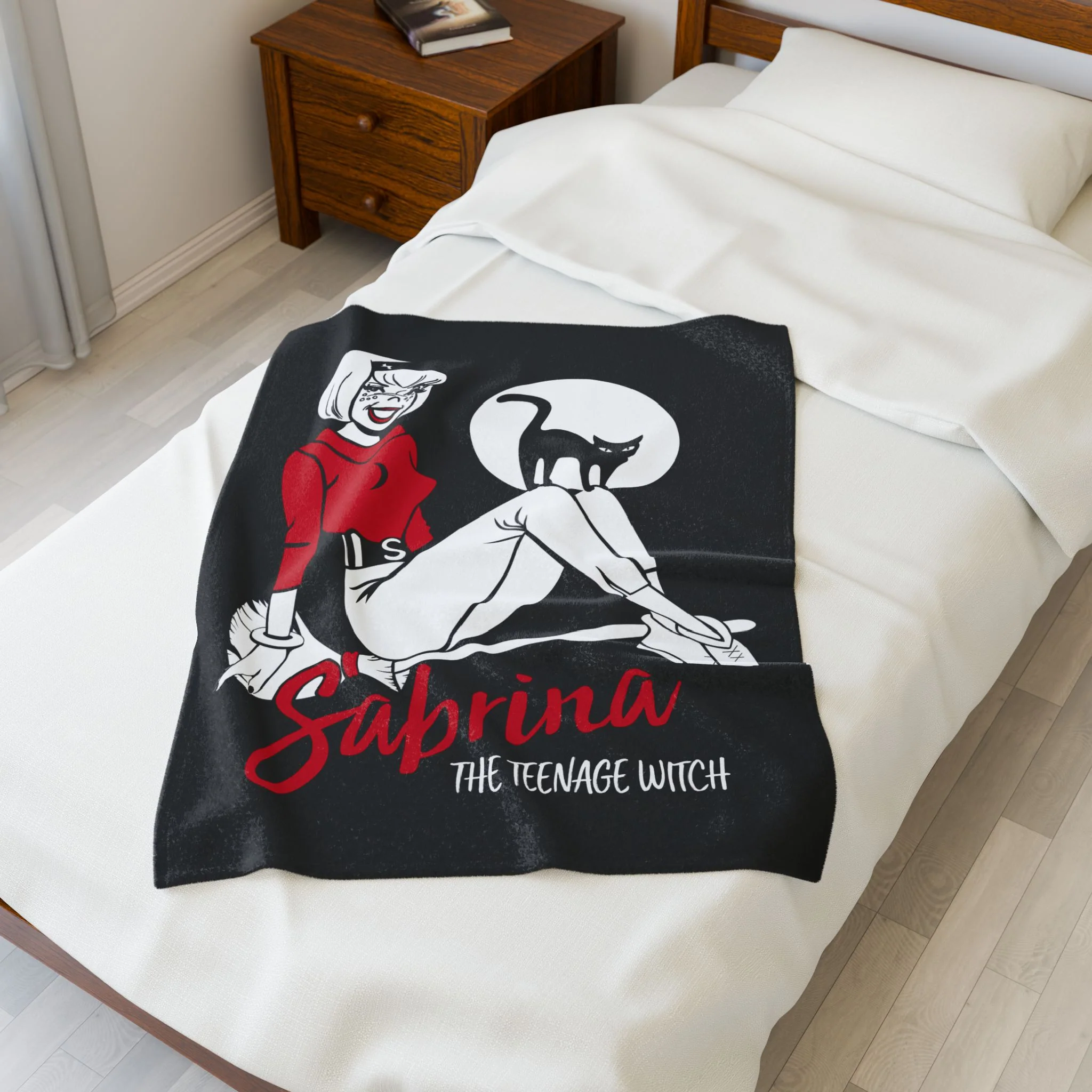 Sabrina The Teenage Witch on Broom Design Velveteen Plush Blanket (Available in 3 Sizes) - Image 4