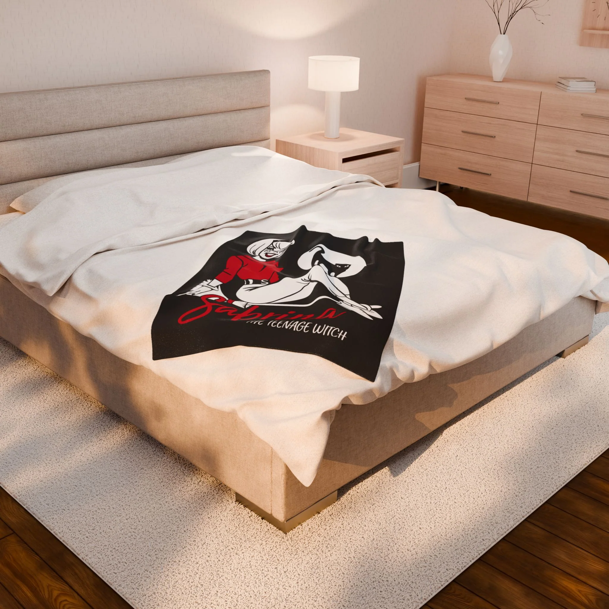 Sabrina The Teenage Witch on Broom Design Velveteen Plush Blanket (Available in 3 Sizes) - Image 5