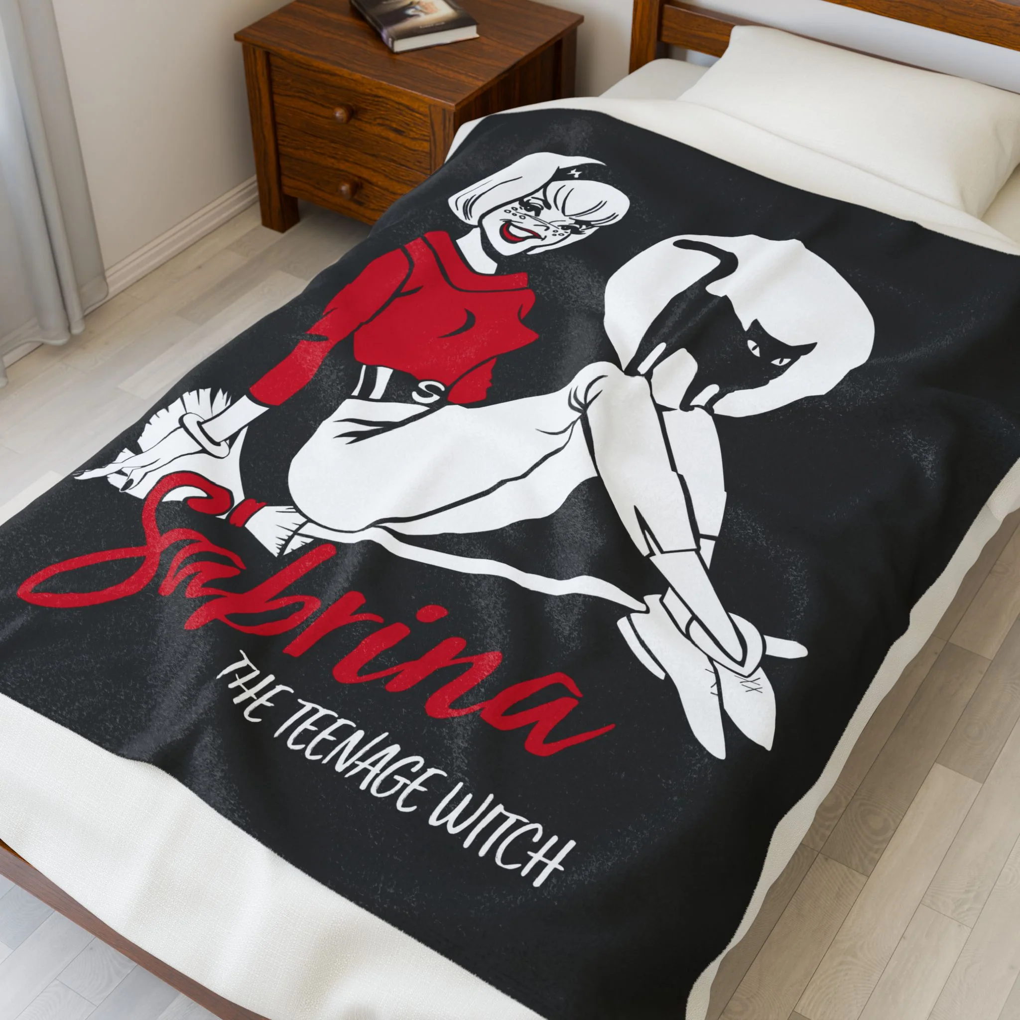 Sabrina The Teenage Witch on Broom Design Velveteen Plush Blanket (Available in 3 Sizes) - Image 7
