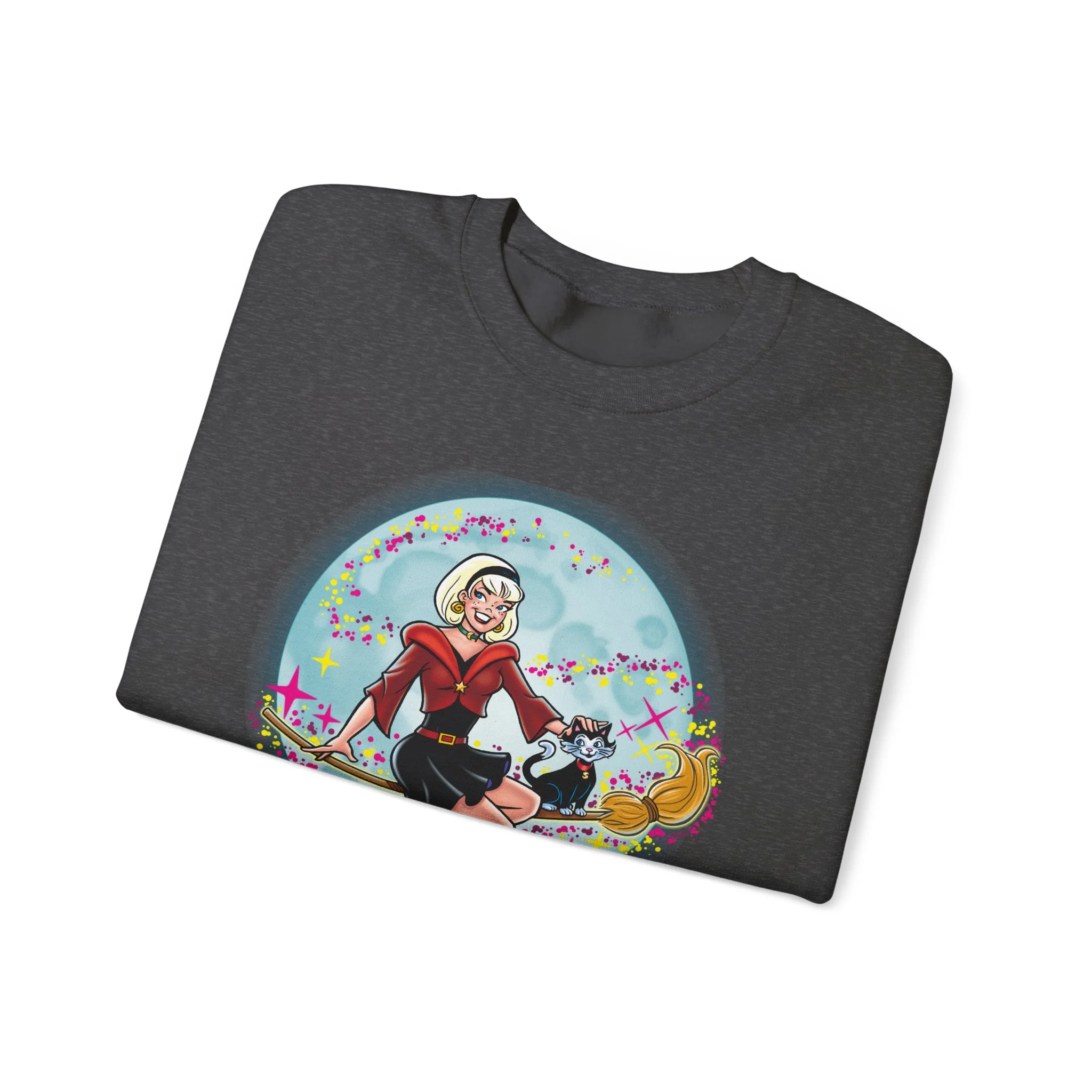 Sabrina the Teenage Witch on Broom Modern Design Crewneck Sweatshirt (Unisex Heavy Blend) - Image 10