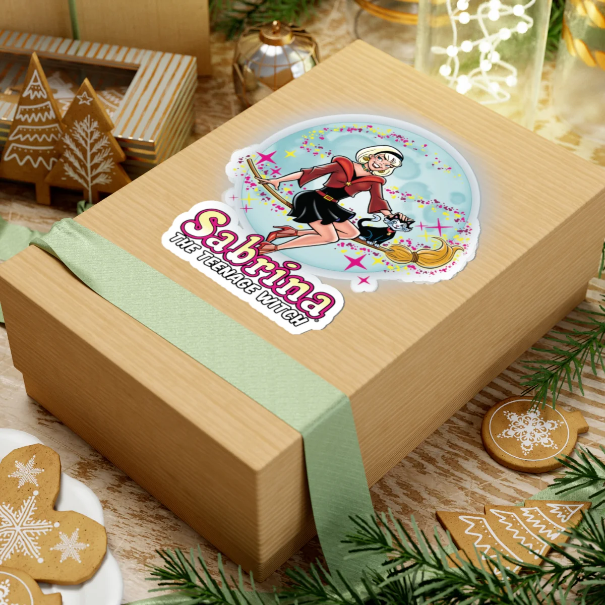 Sabrina the Teenage Witch on Broom Modern Design Kiss-Cut Stickers | Fun Cheerful Decor for Laptops & Journals - Image 9