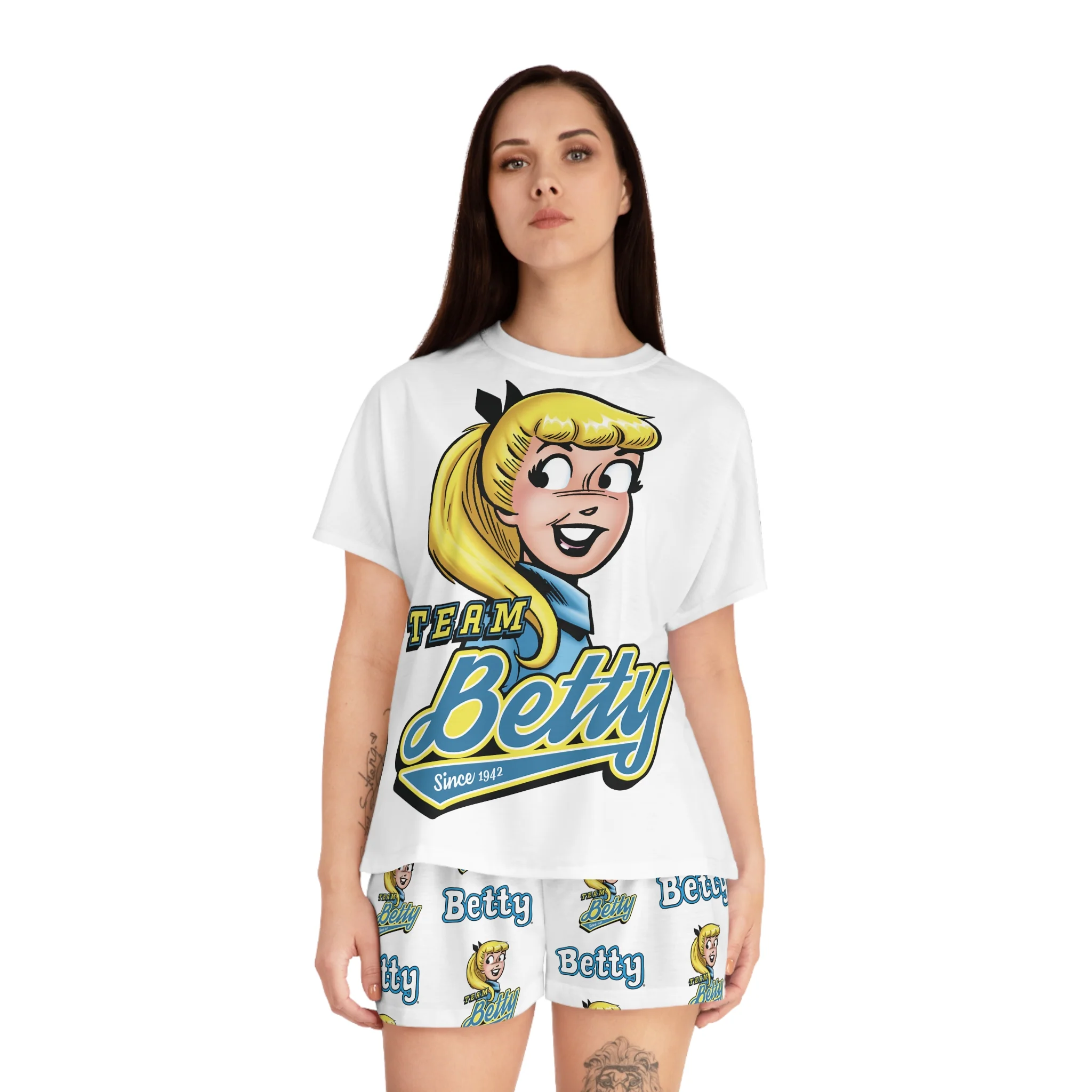Team Betty Women's Short Pajama Set (AOP) featuring Betty Cooper - Image 4