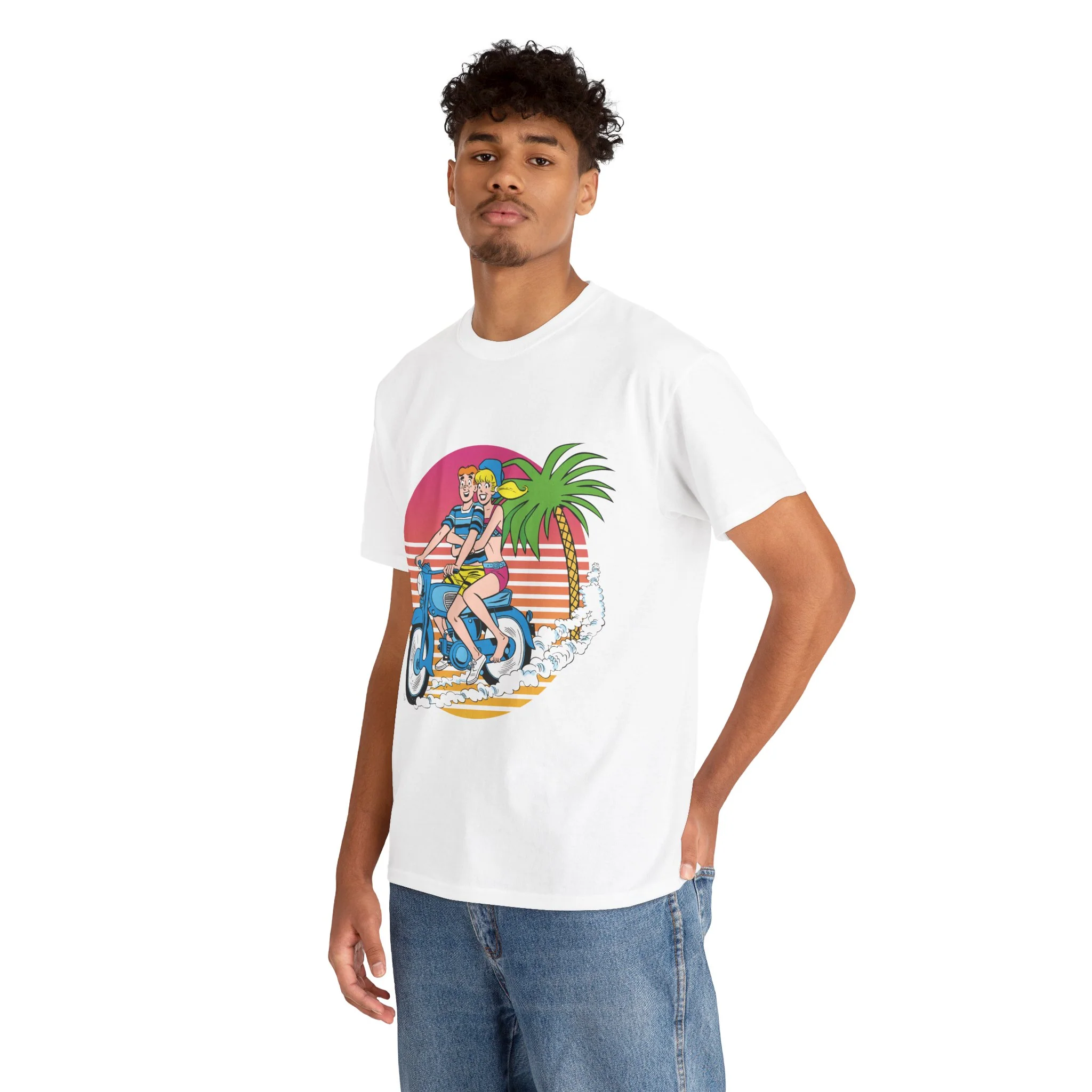 Archie and Betty Summer Fun Scooter Palm Tree Paradise Unisex Graphic Tee - Image 9
