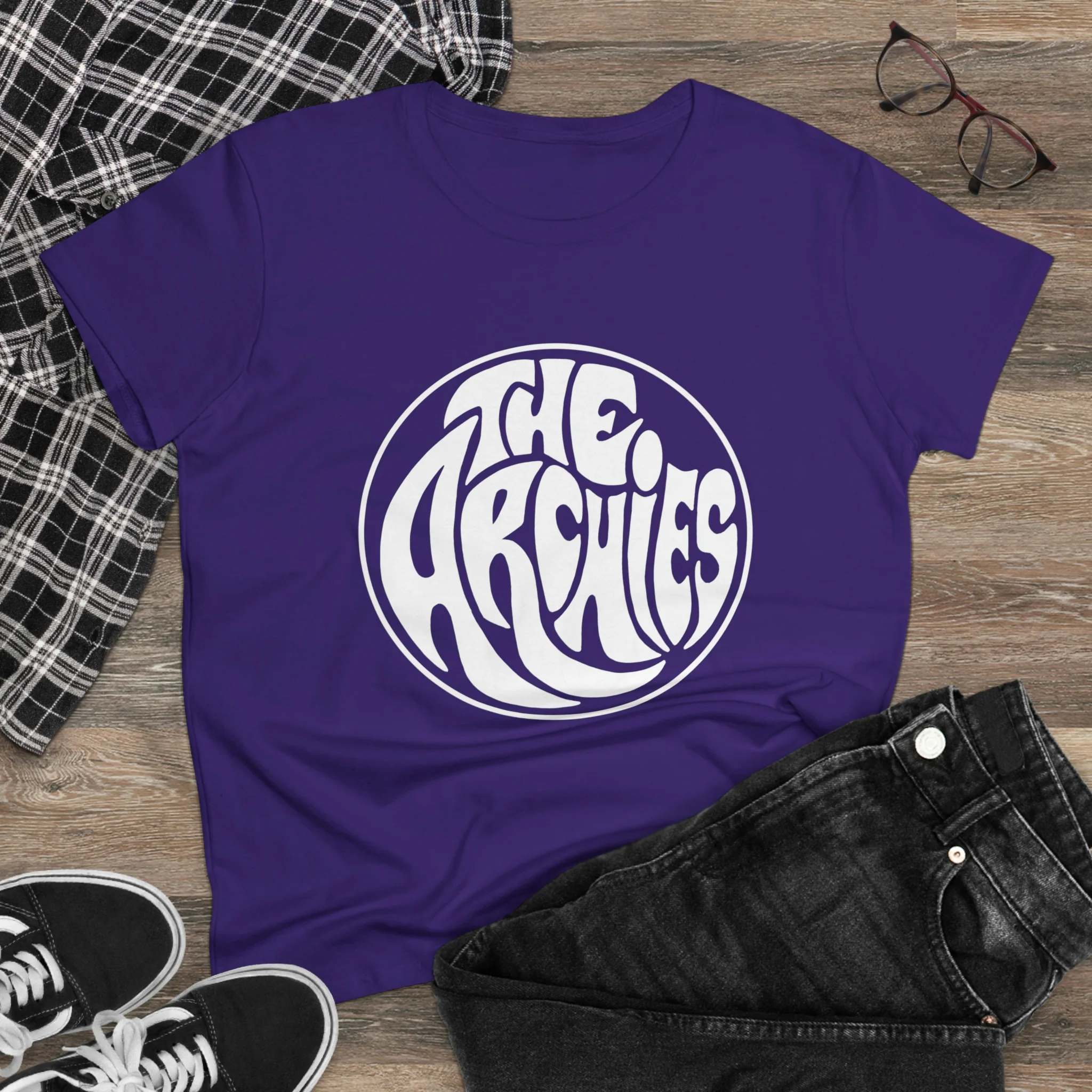 The Archies Band Circle Design T-Shirt (Women's Midweight Cotton Tee) - Image 39