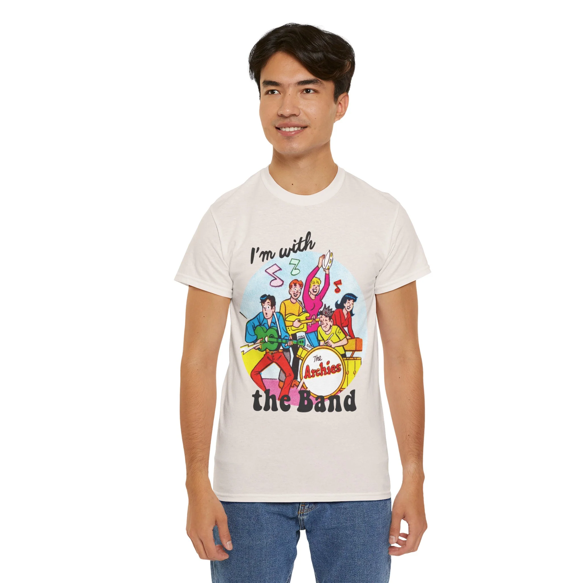 The Archies I'm With The Band Graphic T-Shirt (Unisex Heavy Cotton Tee) featuring Archie, Betty, Veronica, Reggie, and Jughead - Image 39
